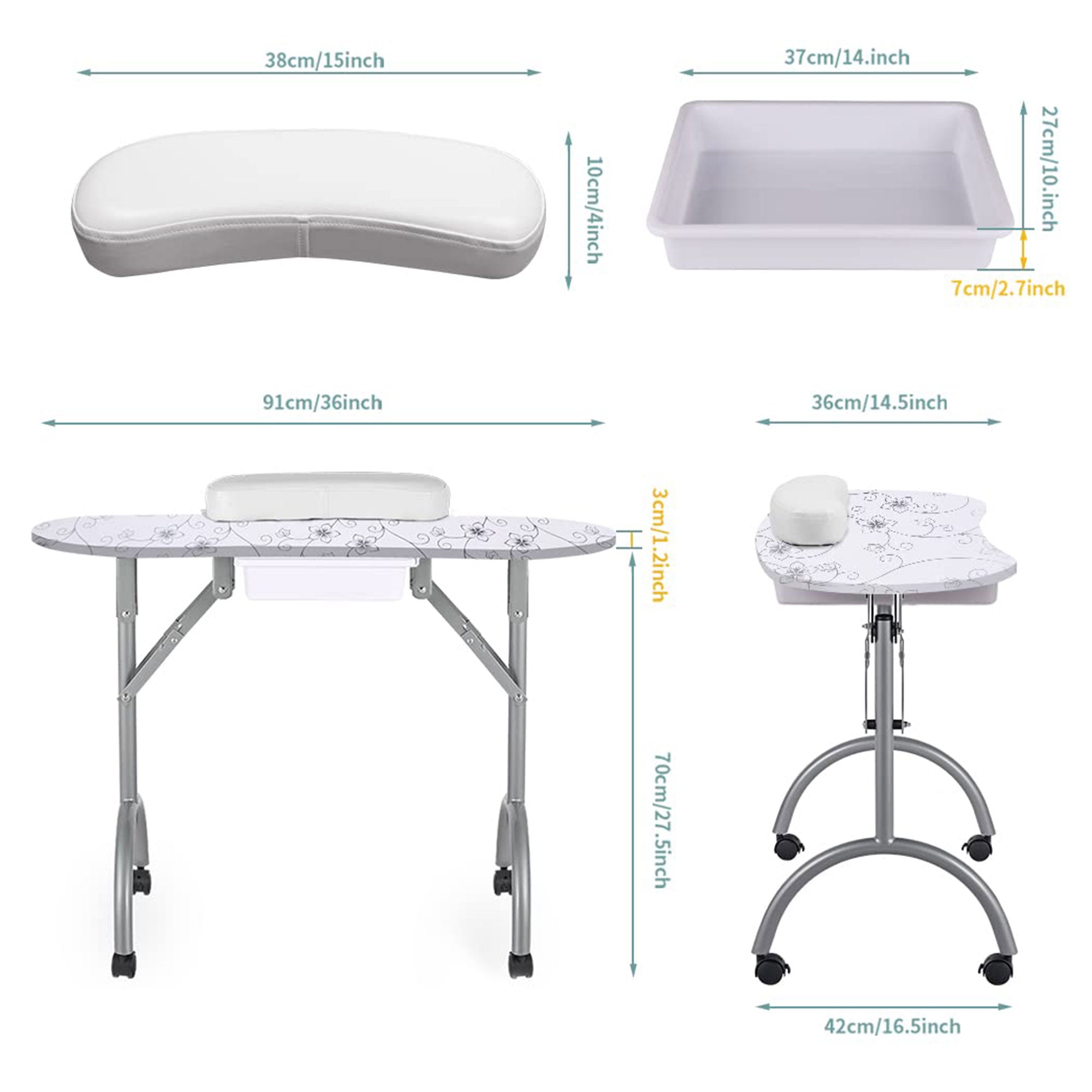 LEIBOU Professional 36 Inch Vented and Foldable Manicure Table (Used) - VMInnovations