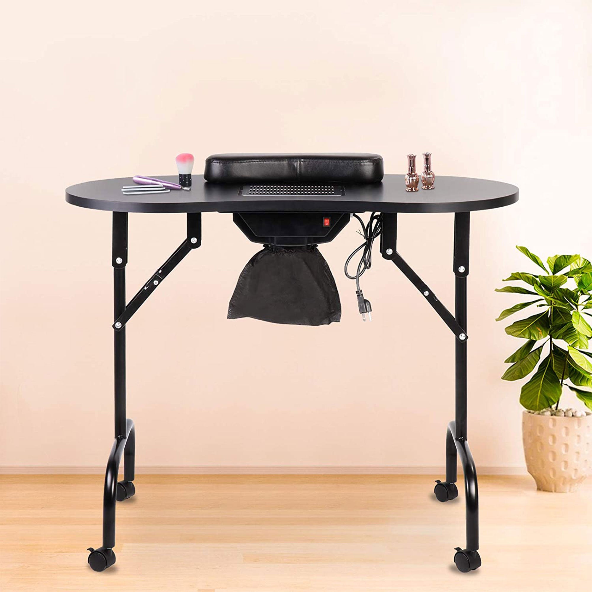 LEIBOU Professional Vented Portable Foldable Manicure Technician Table, Black