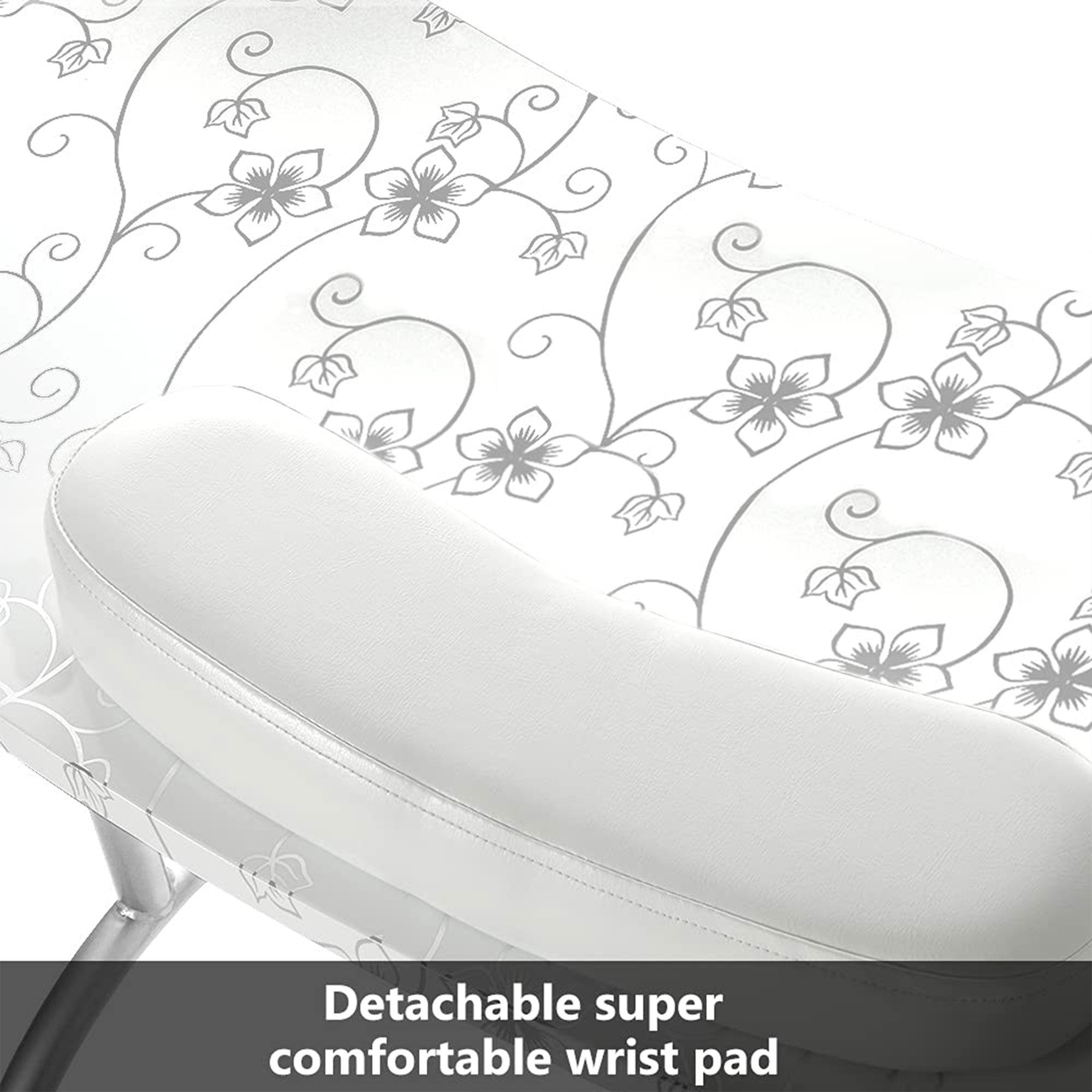 LEIBOU Professional 36 Inch Foldable Technician Manicure Table, White Flower