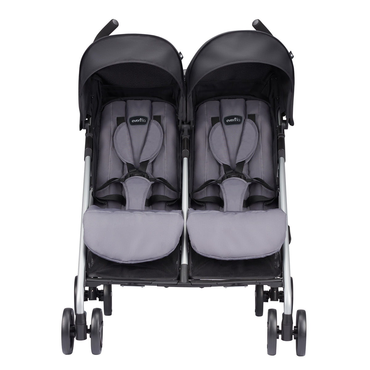 Evenflo Minno Double Seat Compact Fold Twin Baby Travel Stroller, Glenbarr Grey (Used)