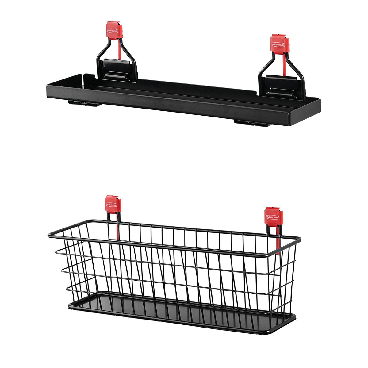 Rubbermaid Outdoor Metal Backyard Shed Shelf & Wall Mounted Small Wire Basket