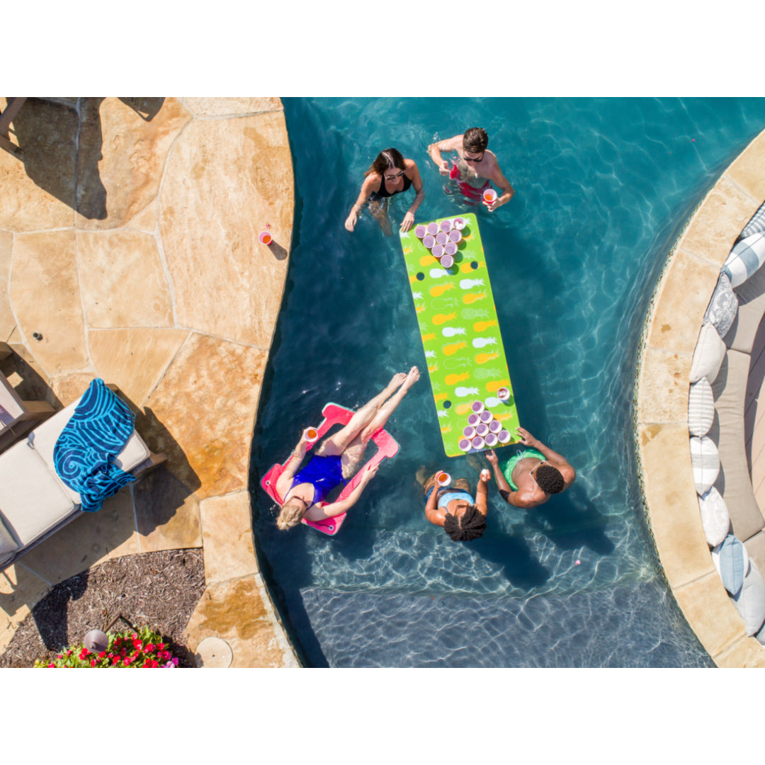 Floatation iQ HydraPong Pong Beirut Pool Game Foam Board Mat, Red/Blue(Open Box)