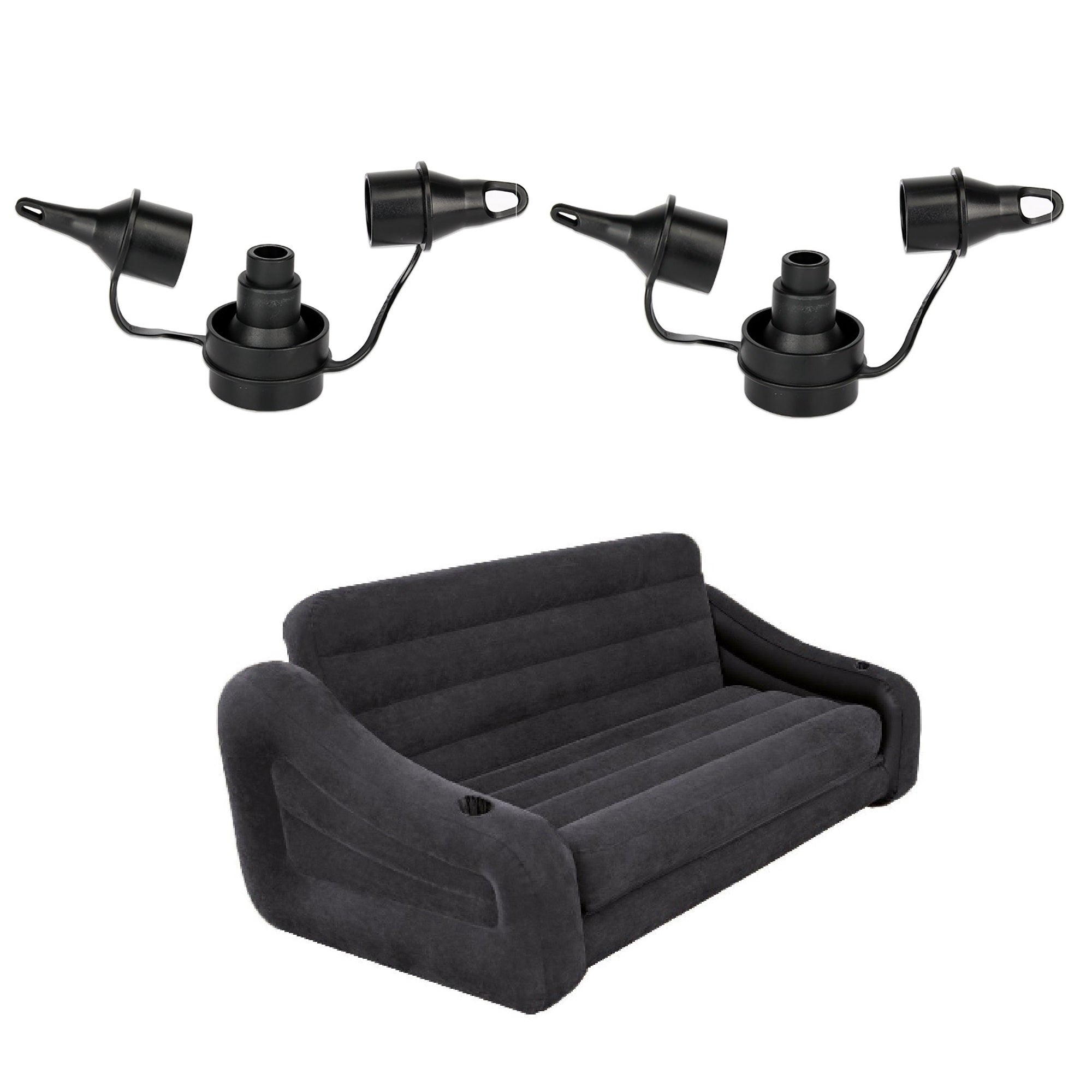 Intex 120V Quick Fill Electric Air Pump(2 Pack) & Inflatable Queen Futon Sofa