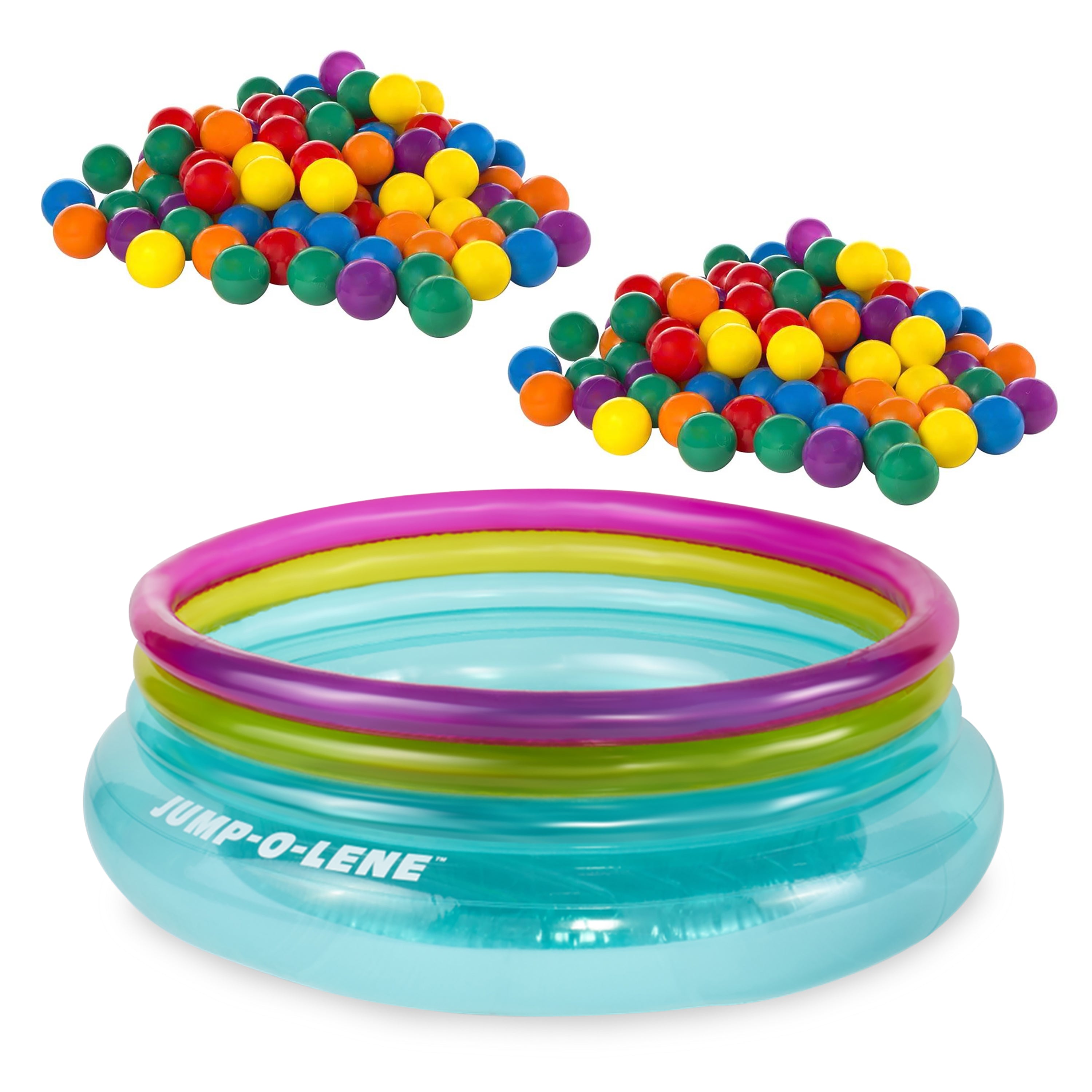 100-Pack Plastic Ballz (2 Pack) Bundled w/ Inflatable Jump-O-Lene Ring Bouncer