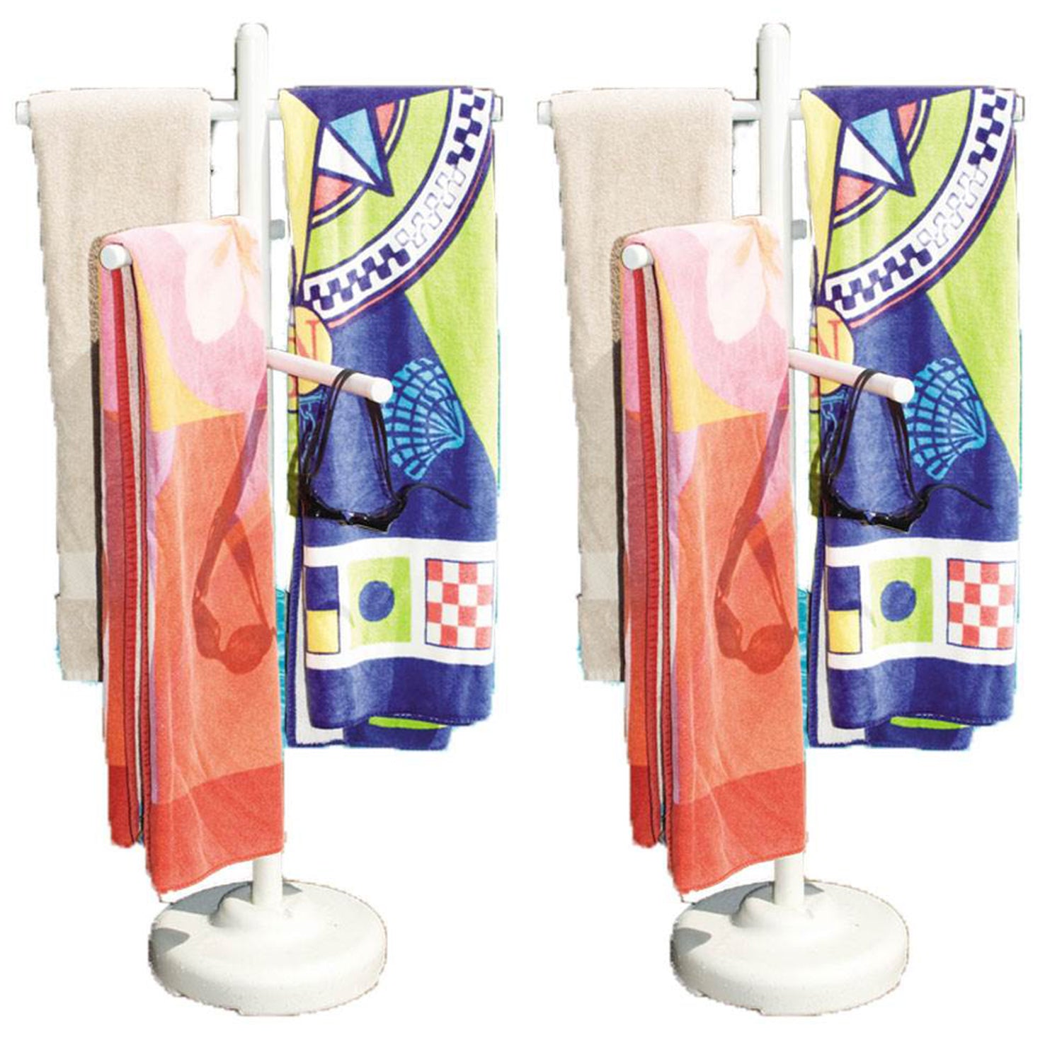 Hydrotools Indoor Outdoor Swimming Pool Weighted Poolside Towel Rack (2 Pack) - VMInnovations