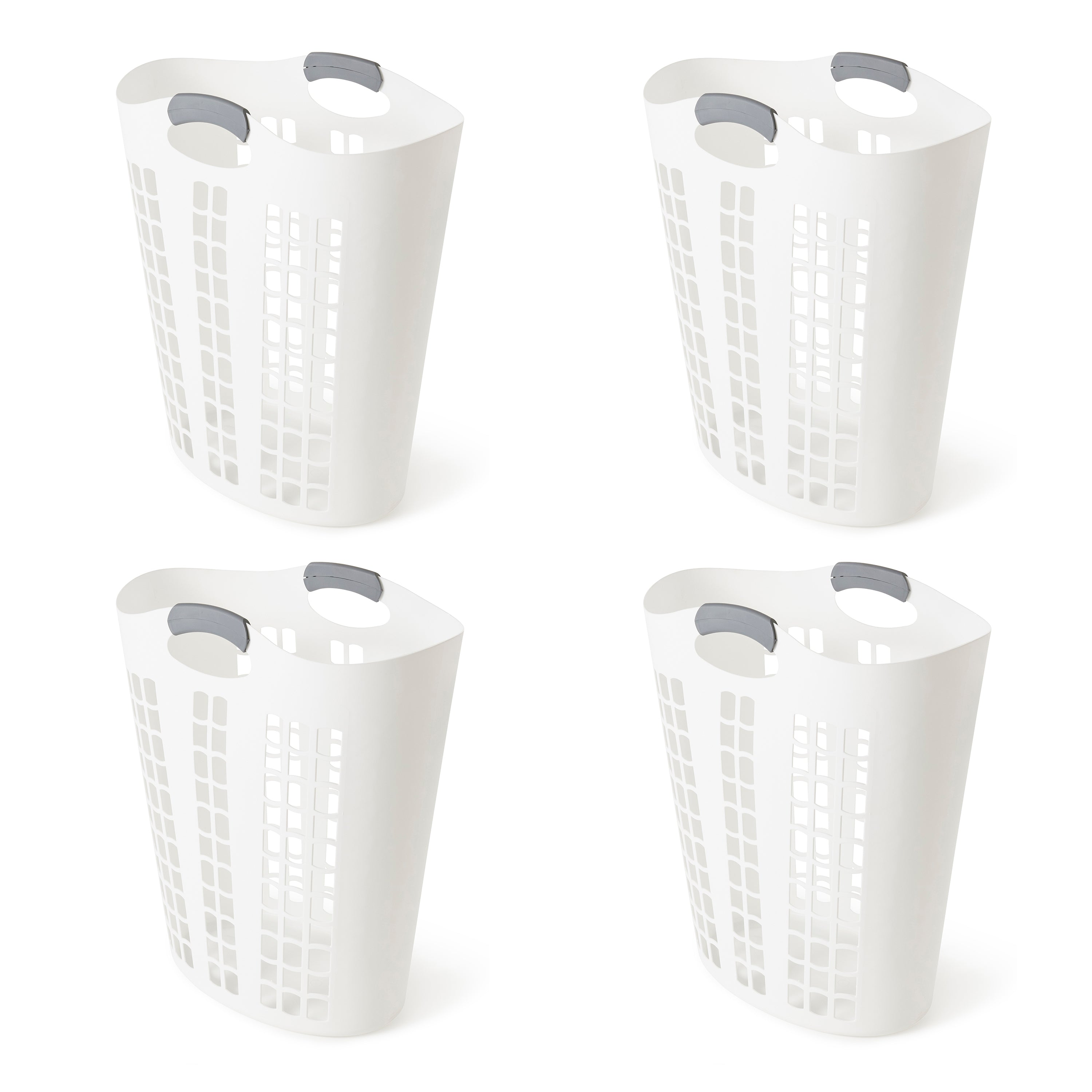 Gracious Living Easy Carry Flex 87 L Plastic Laundry Hamper, White (4 Pack) - VMInnovations
