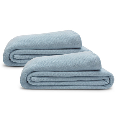Elite Home 90 x 90 Inch Cotton Throw Blanket, Full/Queen, Ice Blue (2 Pack)