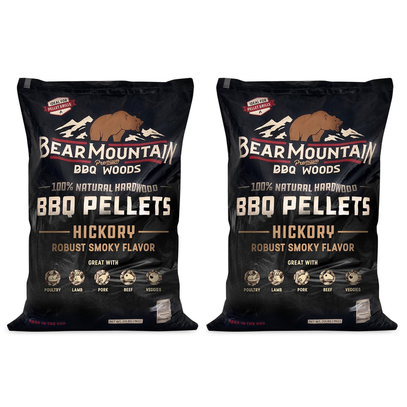 Bear Mountain BBQ All-Natural Hardwood Hickory Smoker Pellets, 40 Lb (2 Pack)