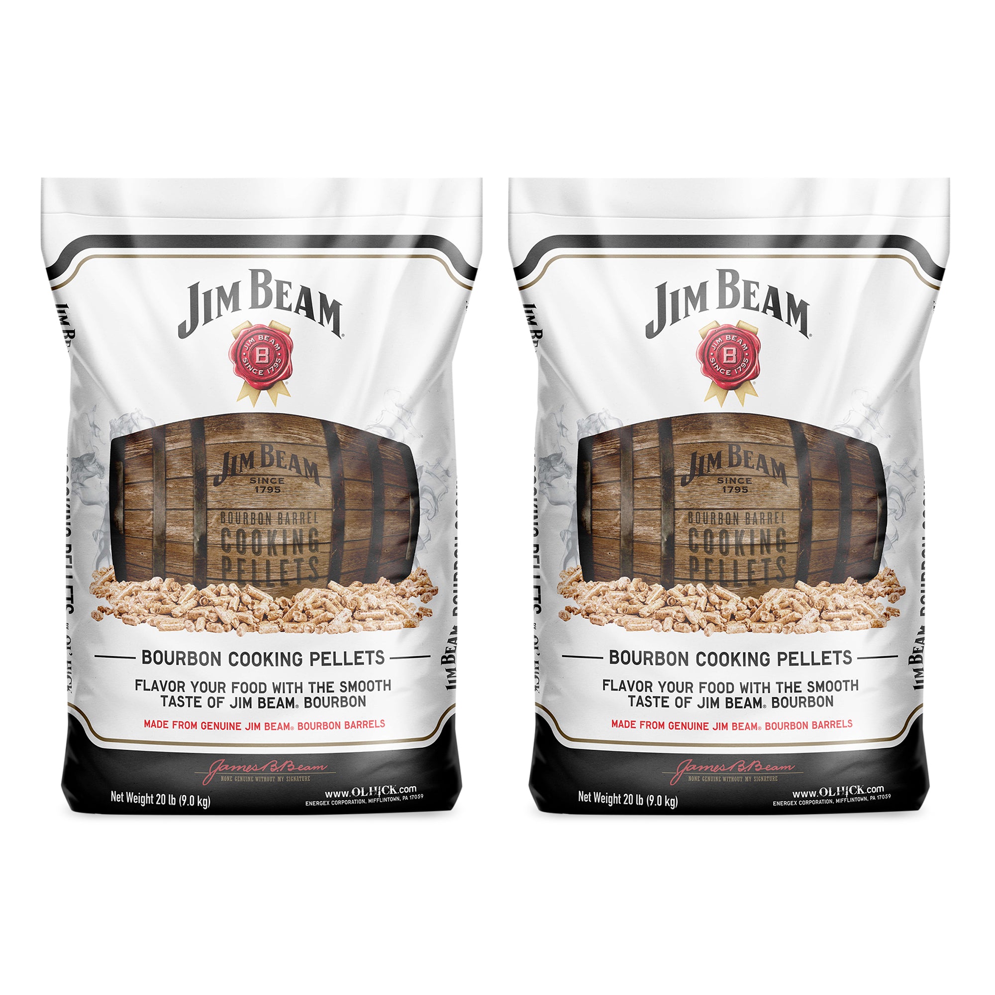 Ol' Hick Cooking Pellets Jim Beam Bourbon Barrel BBQ Grilling Pellets (2 Pack) - VMInnovations