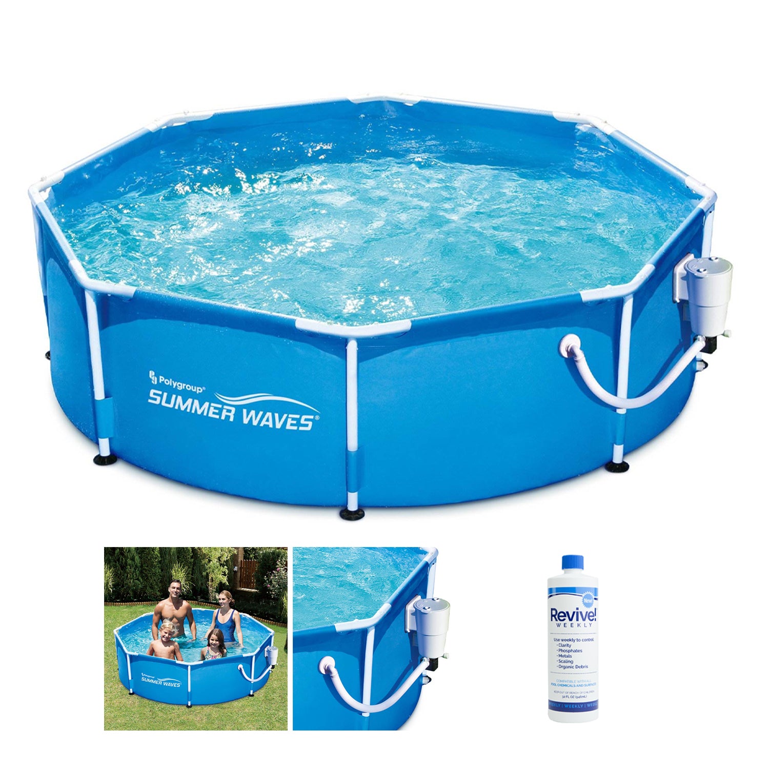 Summer Waves P2000830A 8ft x 30in Round Frame Above Ground Swimming Pool Set - VMInnovations