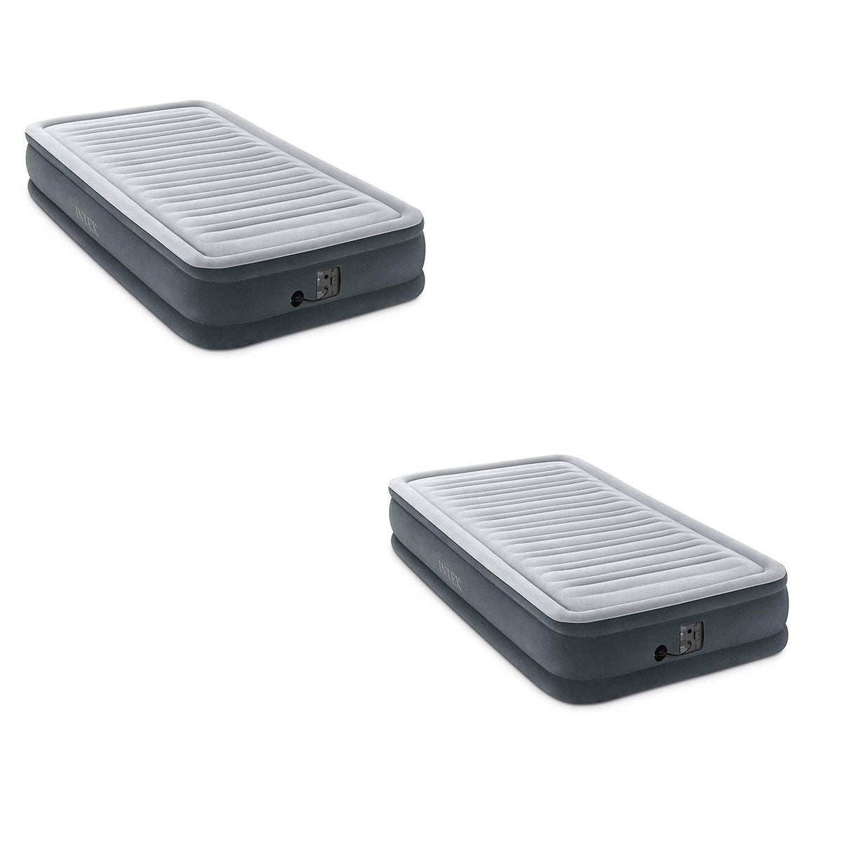 Intex Comfort Plush Dura Beam Plus Series Mid Rise Airbed w/ Pump, Twin (2 Pack)