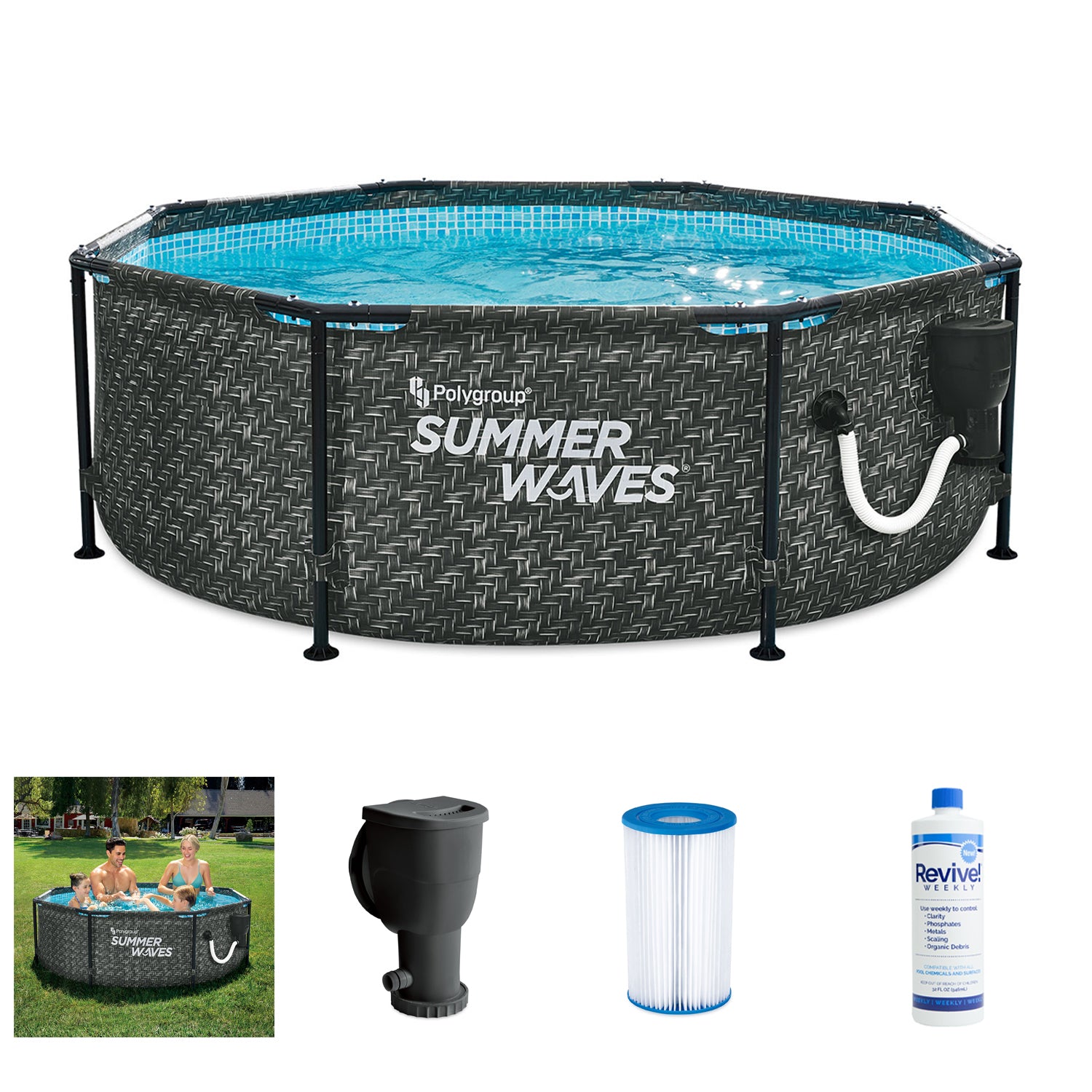 Summer Waves Active P2A00830A 8ft x 30in Above Ground Frame Swimming Pool Set - VMInnovations