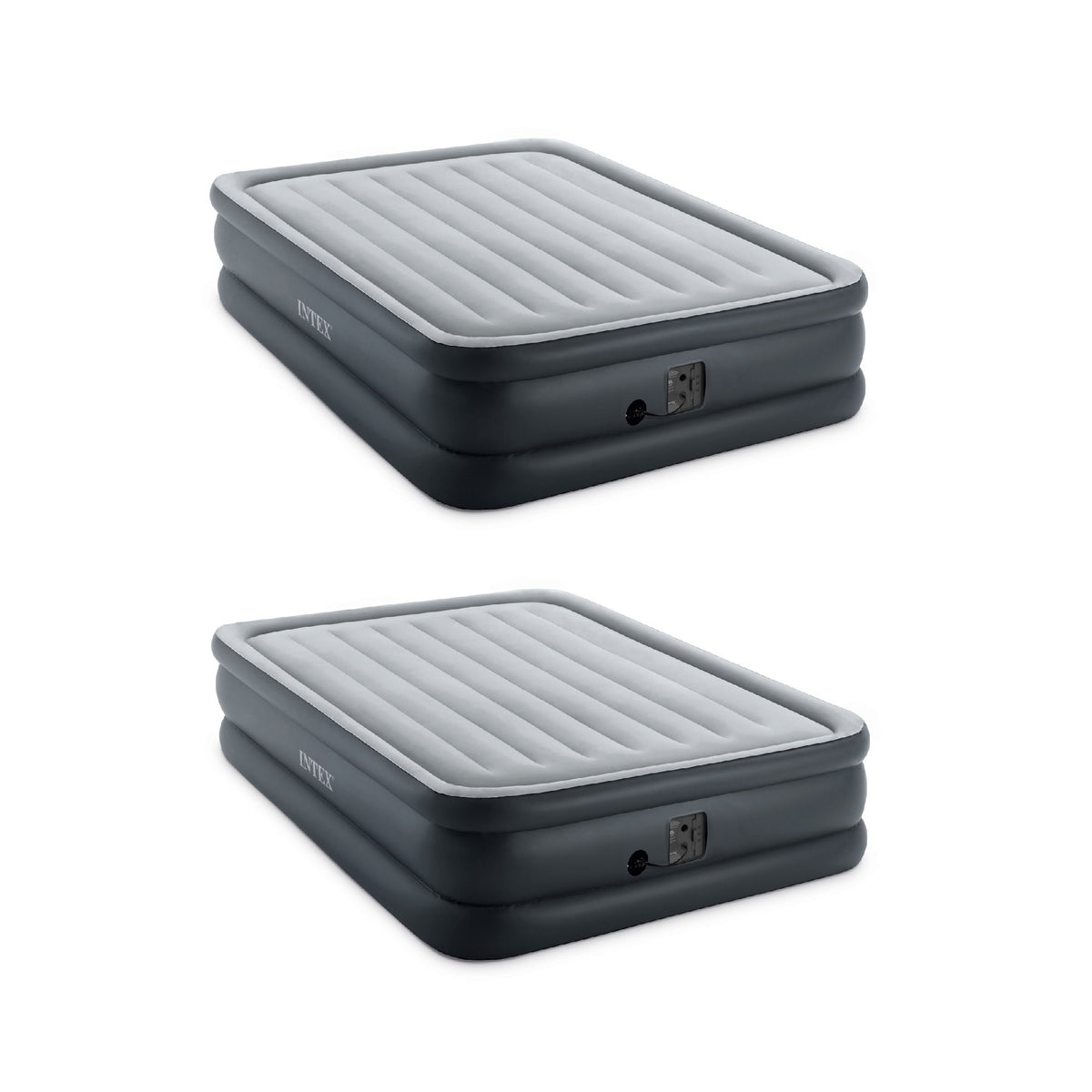 Intex Queen Air Mattress w/ Built-in Electric Pump, Gray (2 Pack)