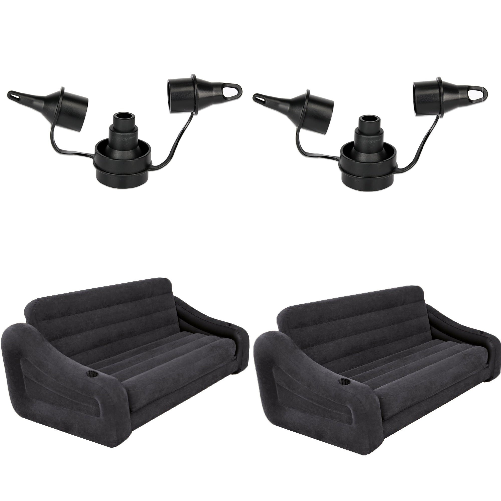 Intex 120V Quick Fill Electric Air Pump(2 Pack) & Inflatable Queen Futon(2 Pack)