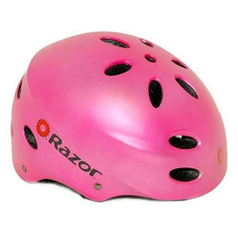 Razor V17 Youth Skateboard / Scooter Pink Sport Helmet w/ Pro Elbow & Knee Pads