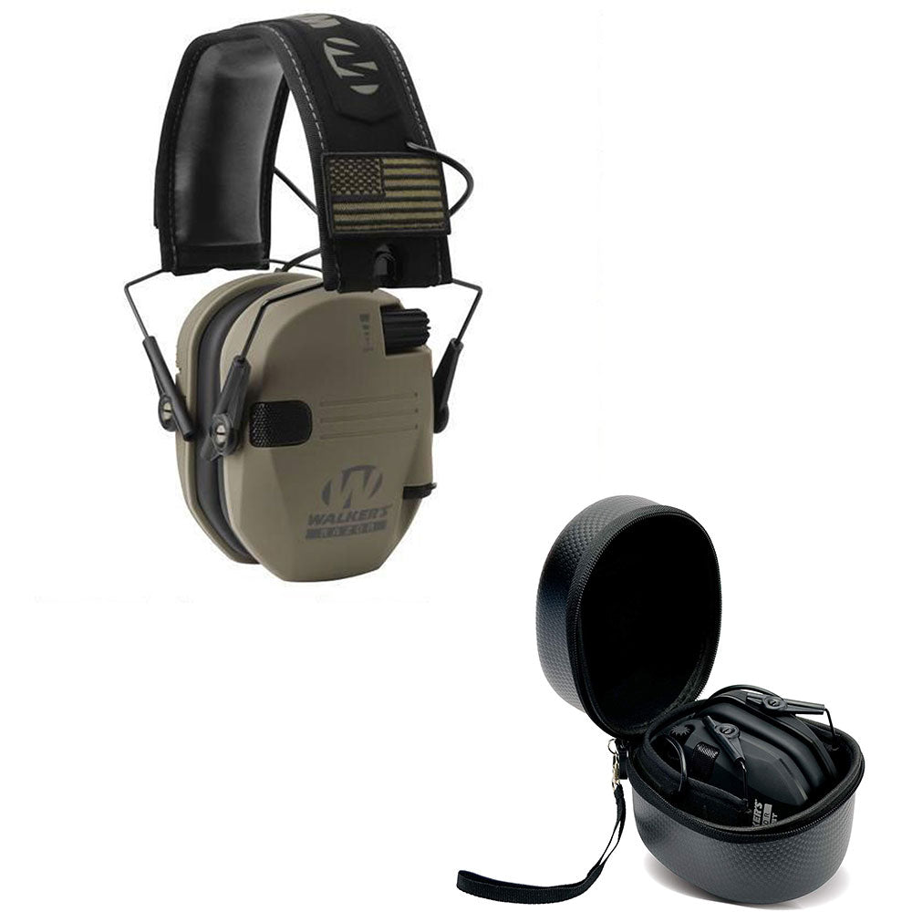 Walker's Razor Slim Shooter Patriot Electronic Protection Earmuffs with Case - VMInnovations