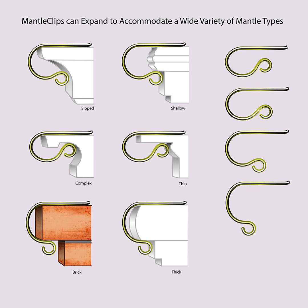 Haute Decor MantleClip Stocking Holder with Metal Holiday Icons, Bronze, 4 Pack - VMInnovations