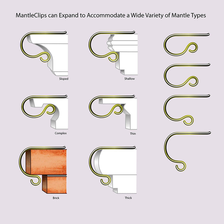 Haute Decor MantleClip Stocking Holder with Metal Holiday Icons, Bronze, 4 Pack - VMInnovations