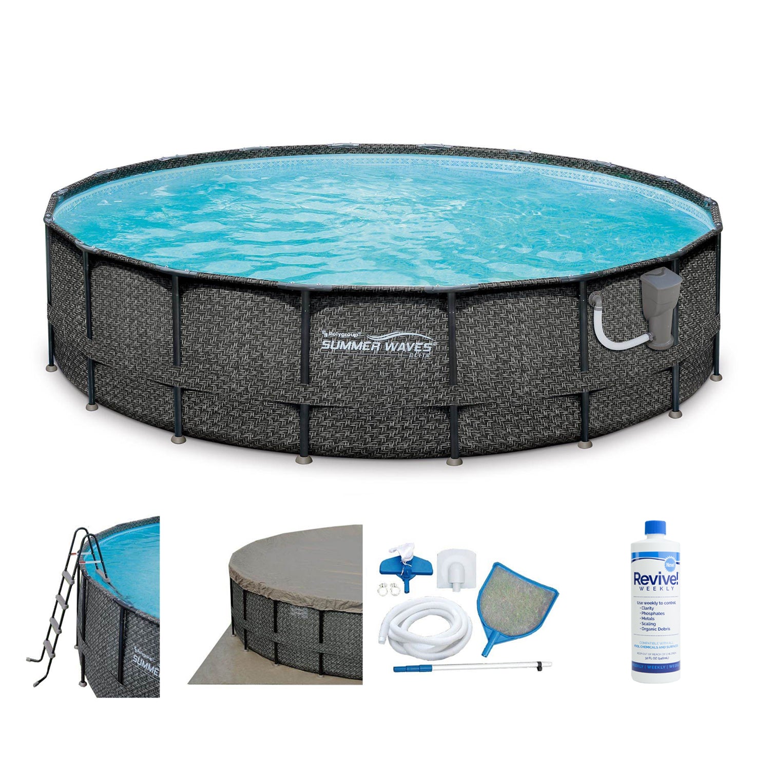 Summer Waves P4A01848B Elite 18ft x 48in Above Ground Frame Swimming Pool Set - VMInnovations