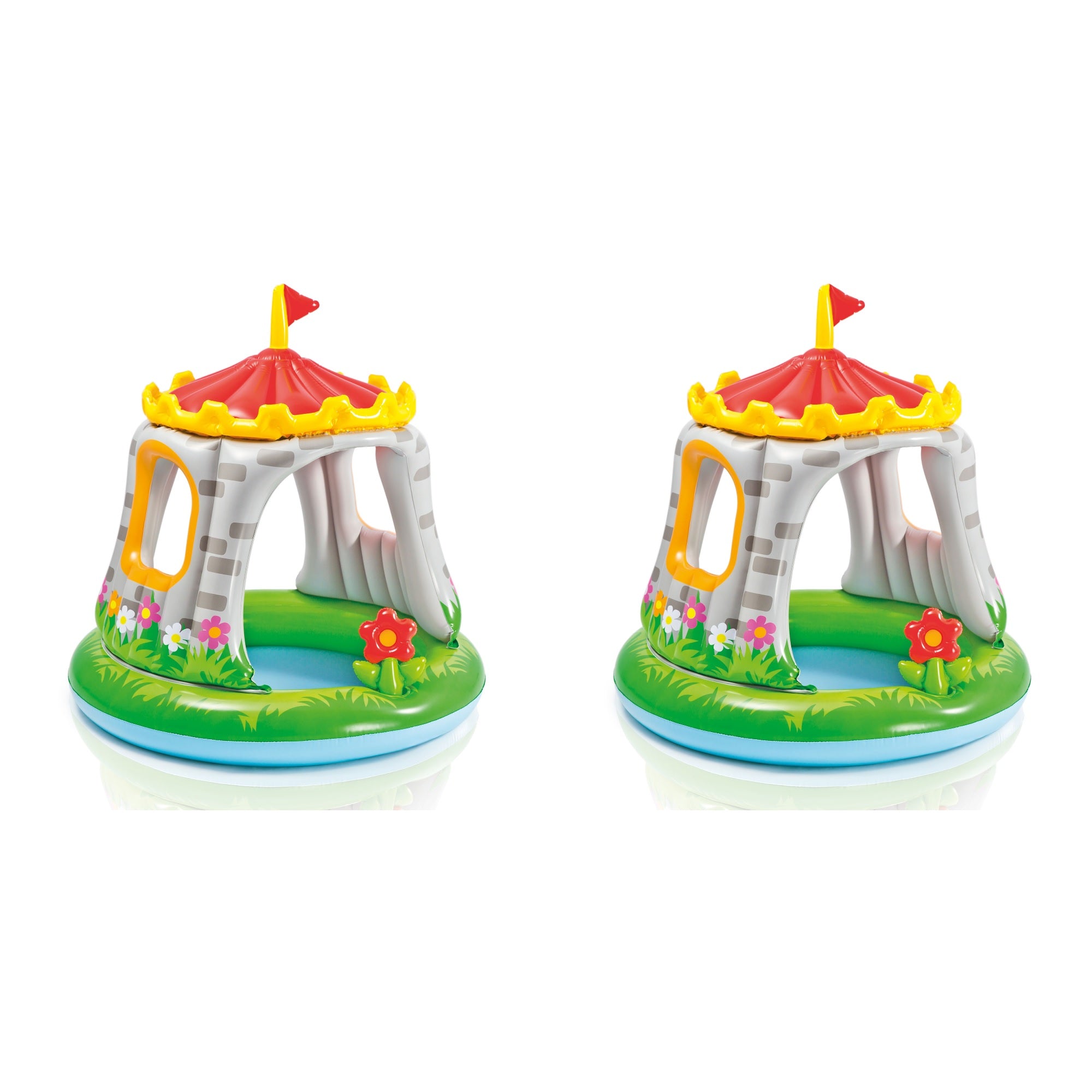Intex 4ft x 48in Inflatable Royal Castle Baby Pool for Kids Age 1-3 (2 Pack) - VMInnovations