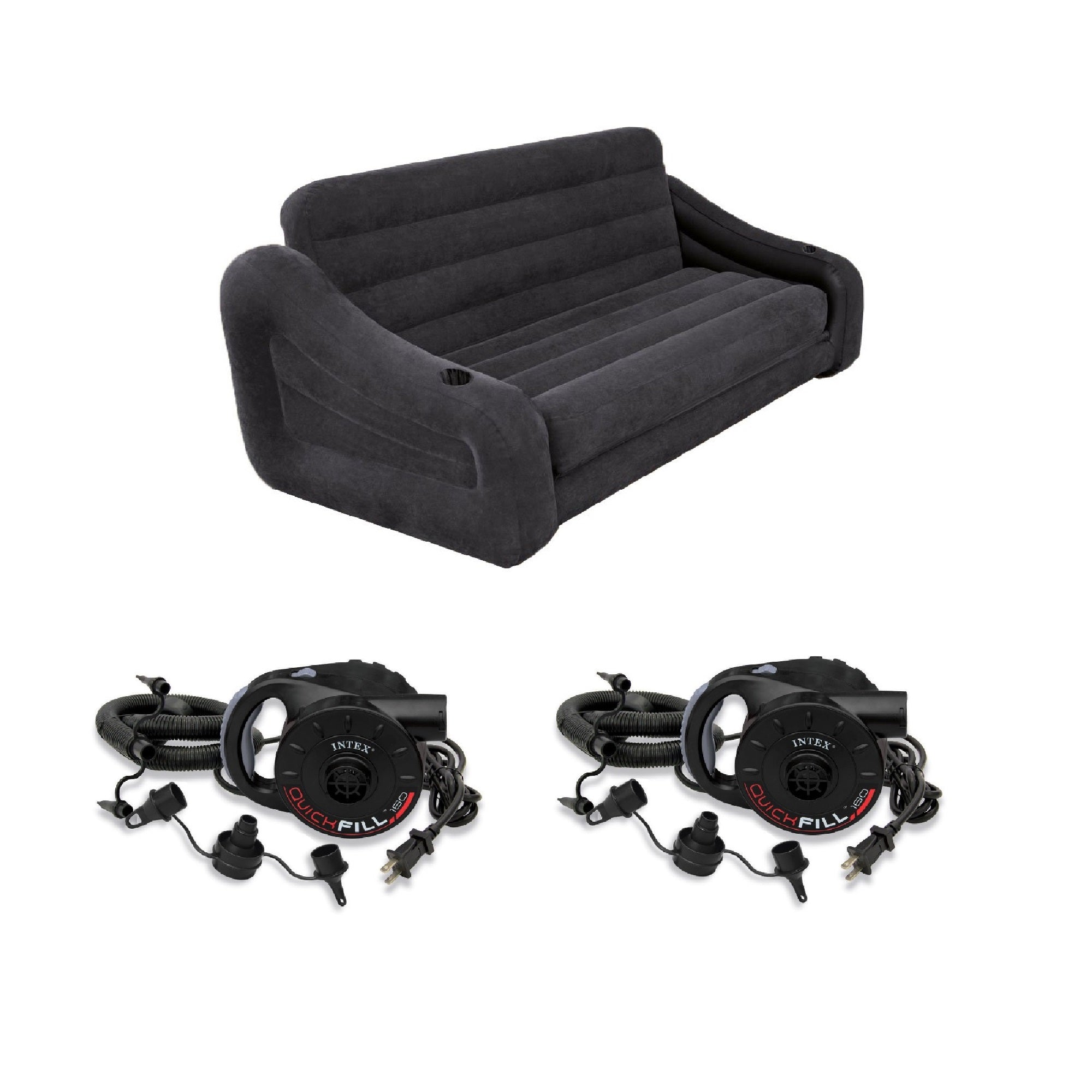 Intex Queen Size Pull Out Sofa Couch & Electric Air Pump (2 Pack)