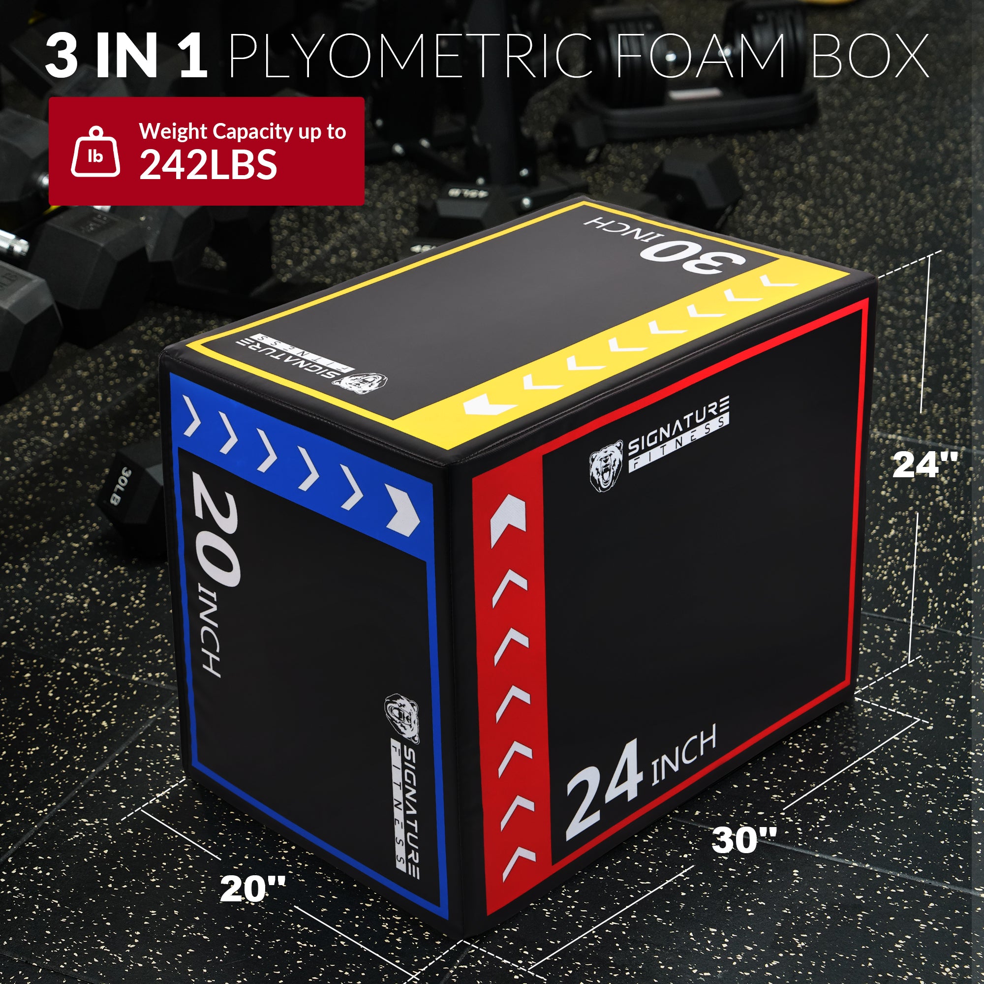 BalanceFrom 3-in-1 Plyometric Jump Box, Non-Slip Adjustable Workout Equipment
