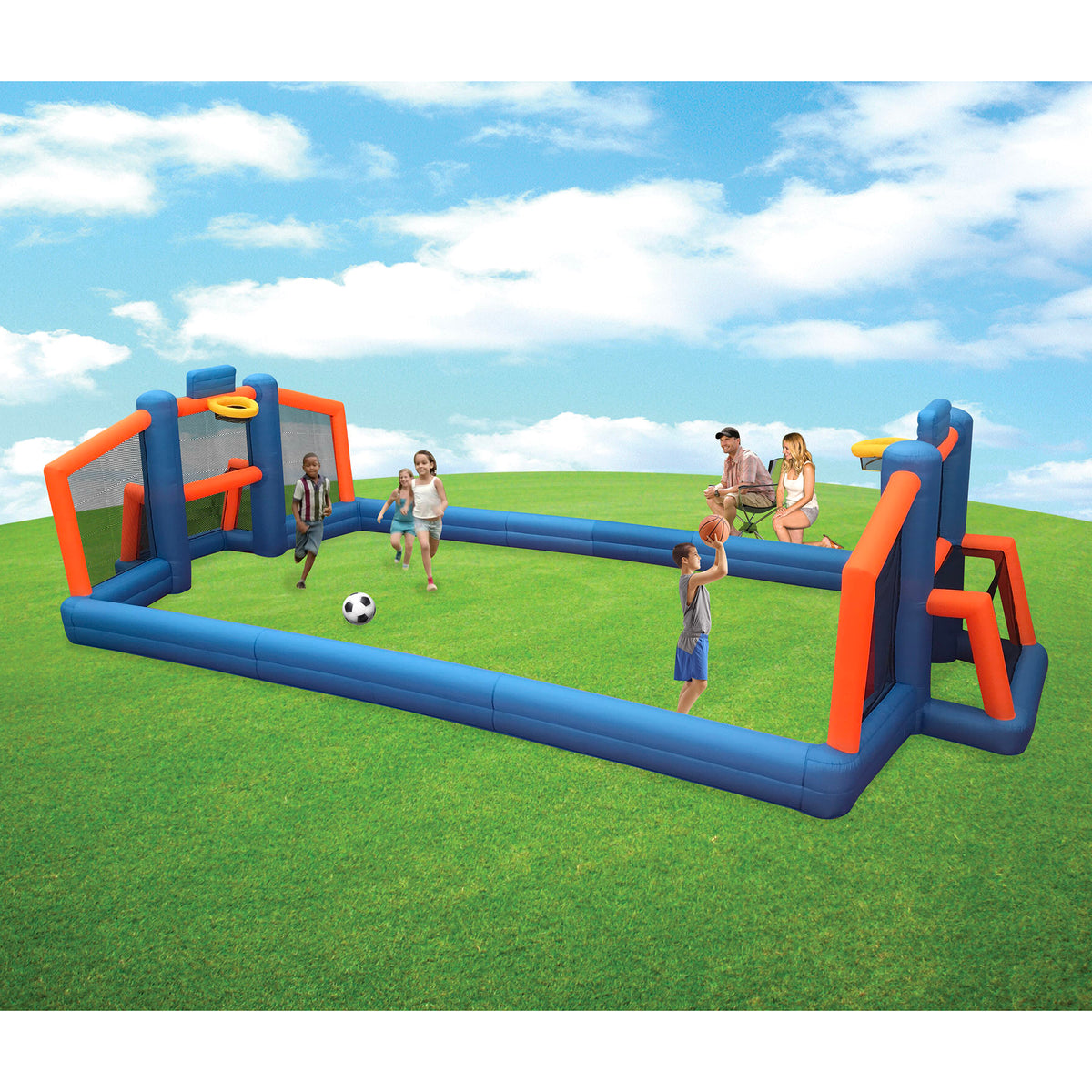 Magic Time International Sports Arena Large Inflatable Play, 19'x9' (Open Box)
