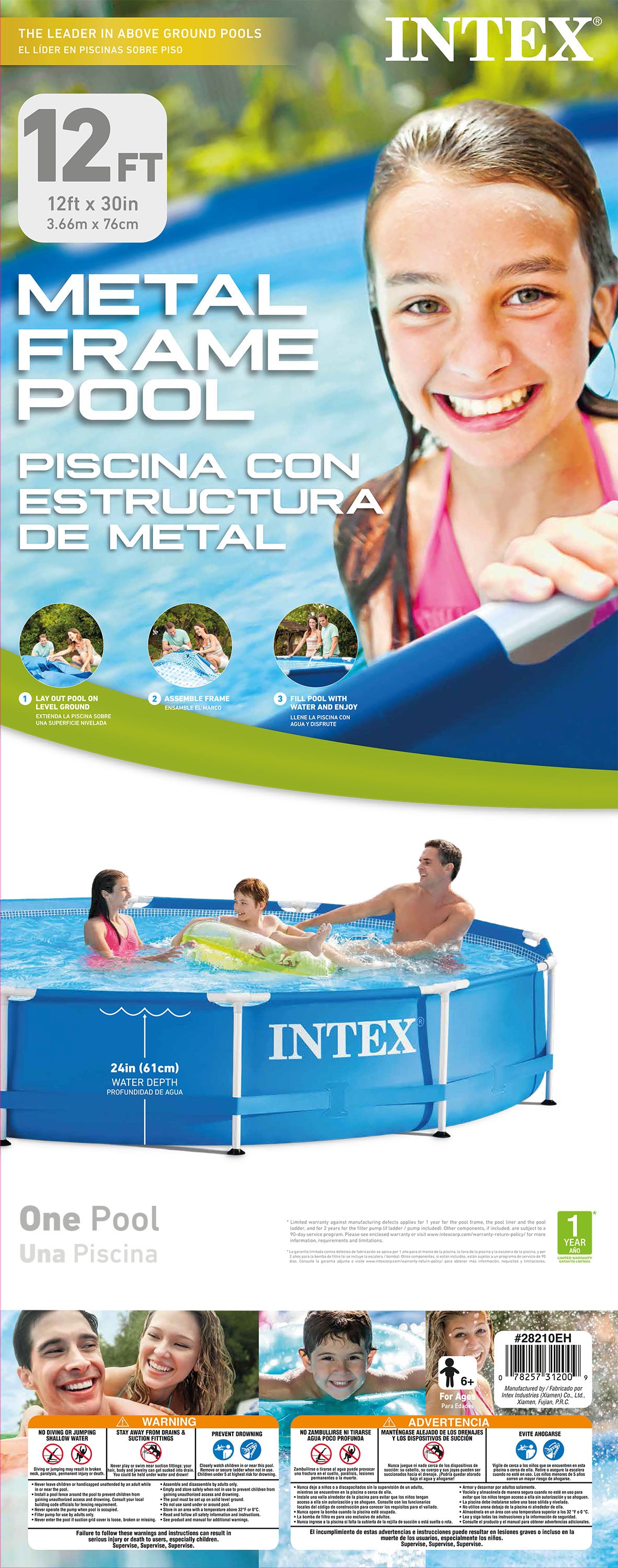 Intex 28210EH 12' x 30" Above Ground Frame Swimming Pool w/ Chlorine Tabs, 25 Lb - VMInnovations