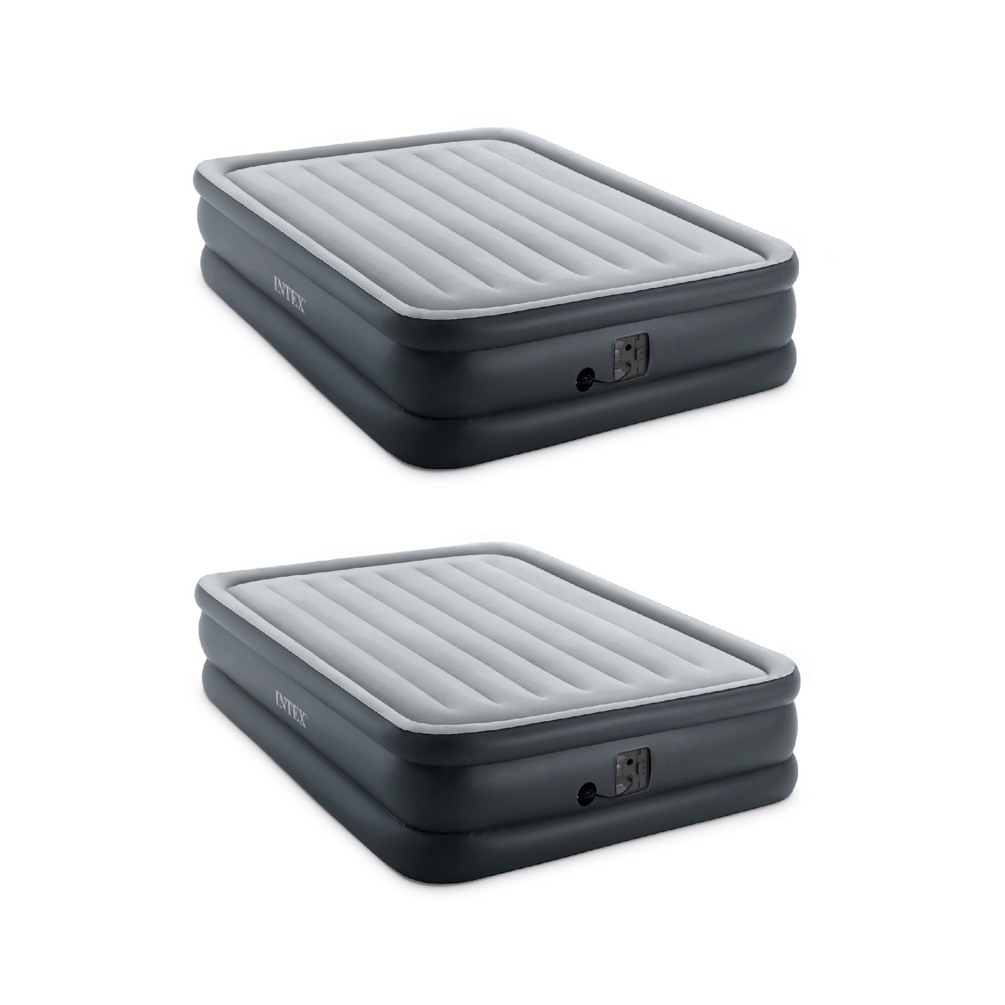 Intex Queen Air Mattress w/ Built-in Electric Pump, Gray (2 Pack)