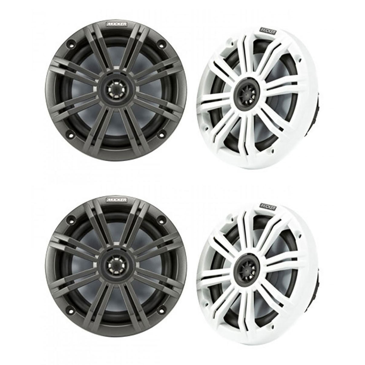 Kicker KM 6.5" Marine Marvel UV Treated Speakers, Black/White Grilles (2 Pair) - VMInnovations