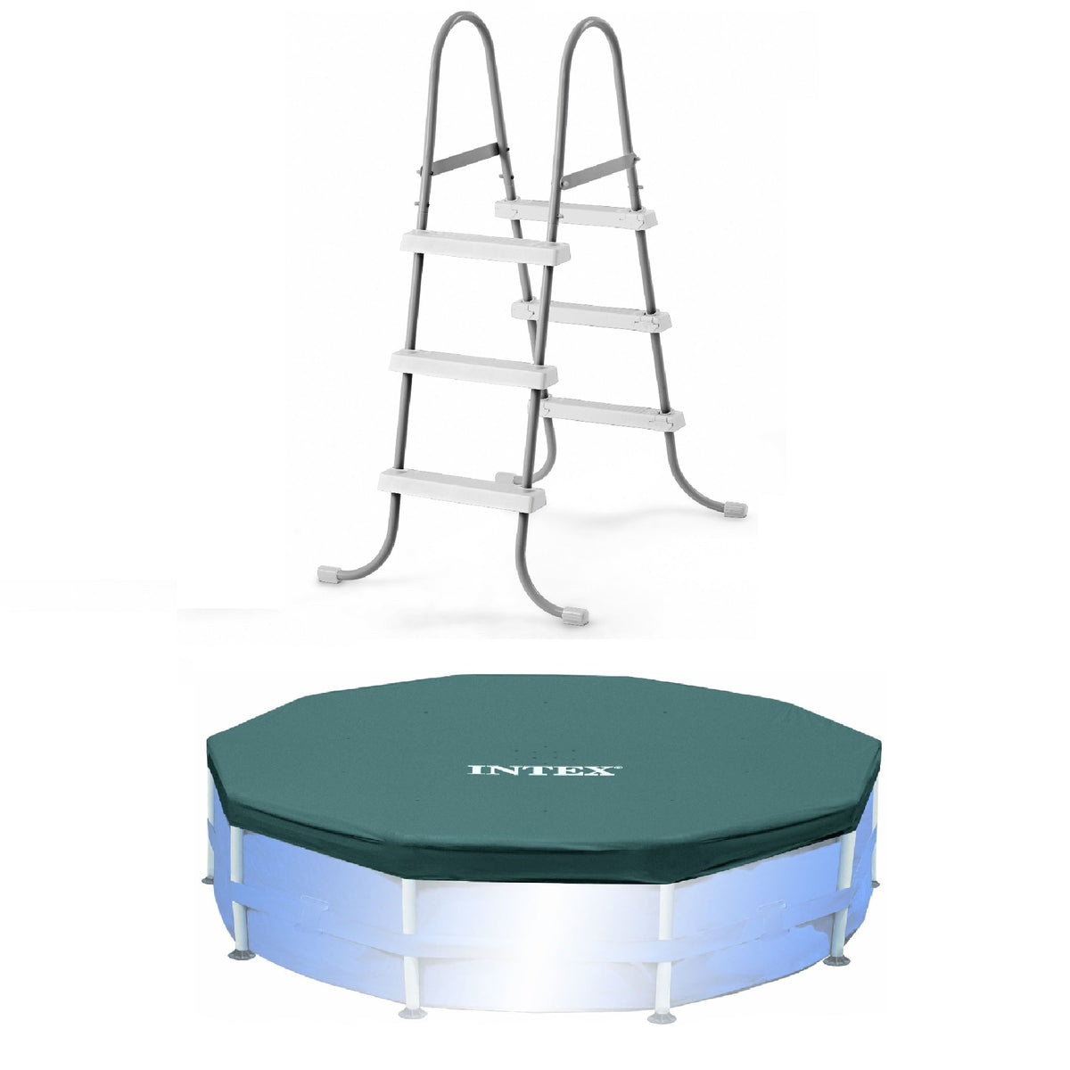 Intex Pool Ladder for 42' Wall Height 12' Round Swimming Pool Debris Cover