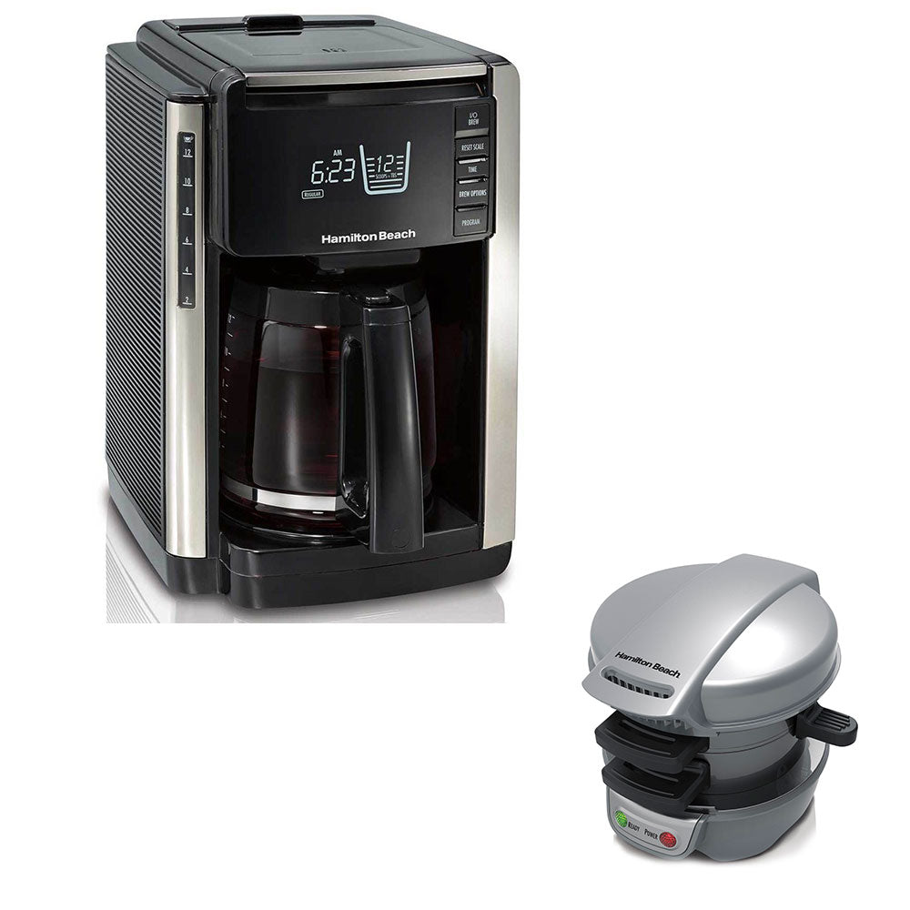 Hamilton Beach 12 Cup Coffee Maker & Top Press 5 Minute Breakfast Sandwich Maker