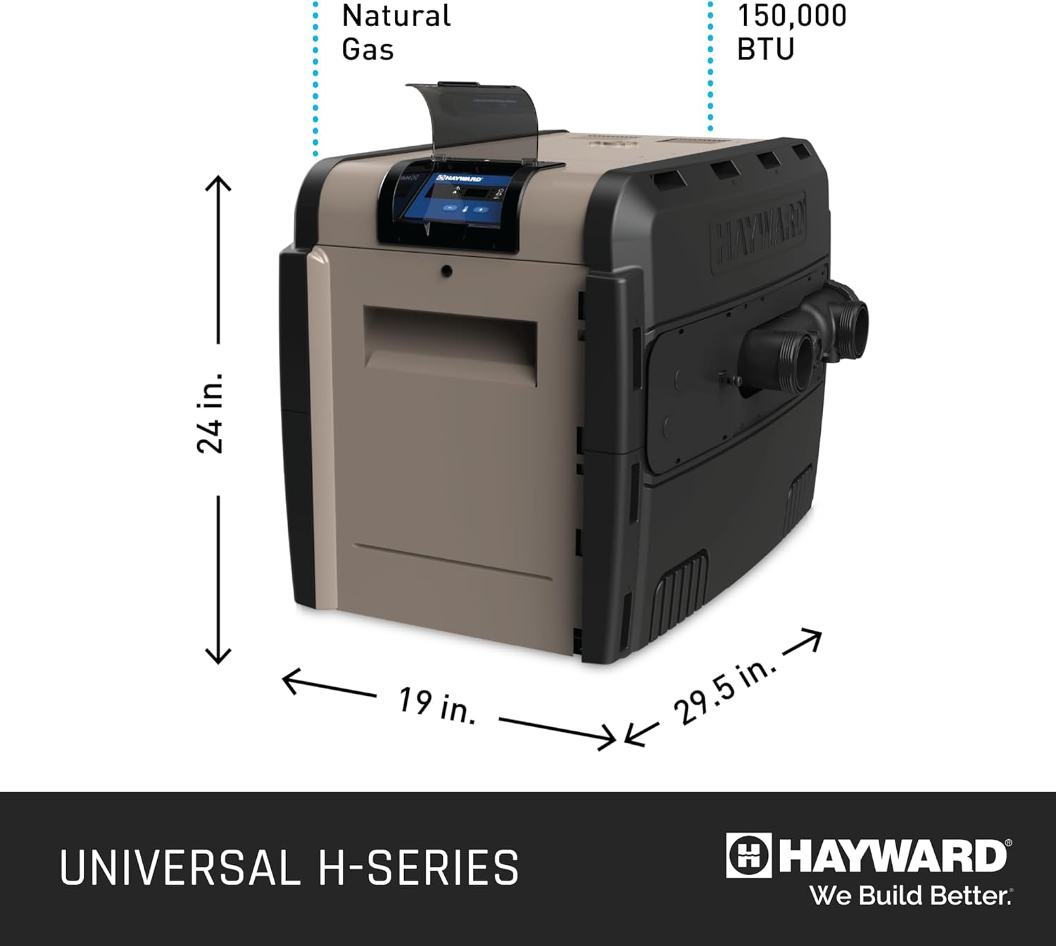 Hayward W3H150FDN Universal H-Series 150,000 BTU Natural Gas Pool and Spa Heater for In-Ground Pools and Spas