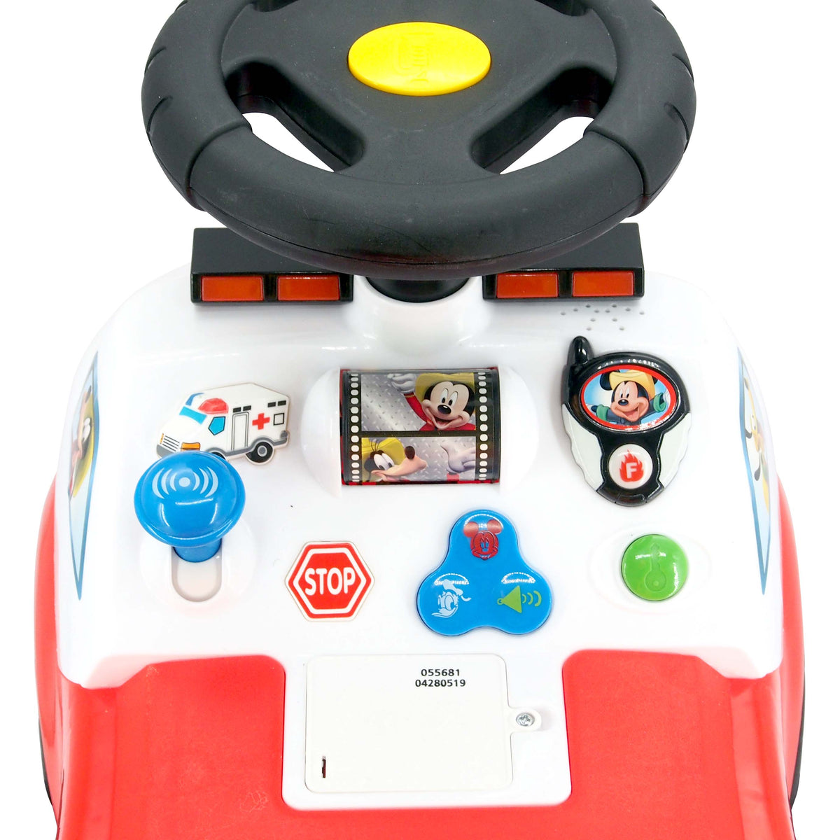Kiddieland Disney Mickey Mouse Fire Truck Activity Ride On Car, Red (For Parts)