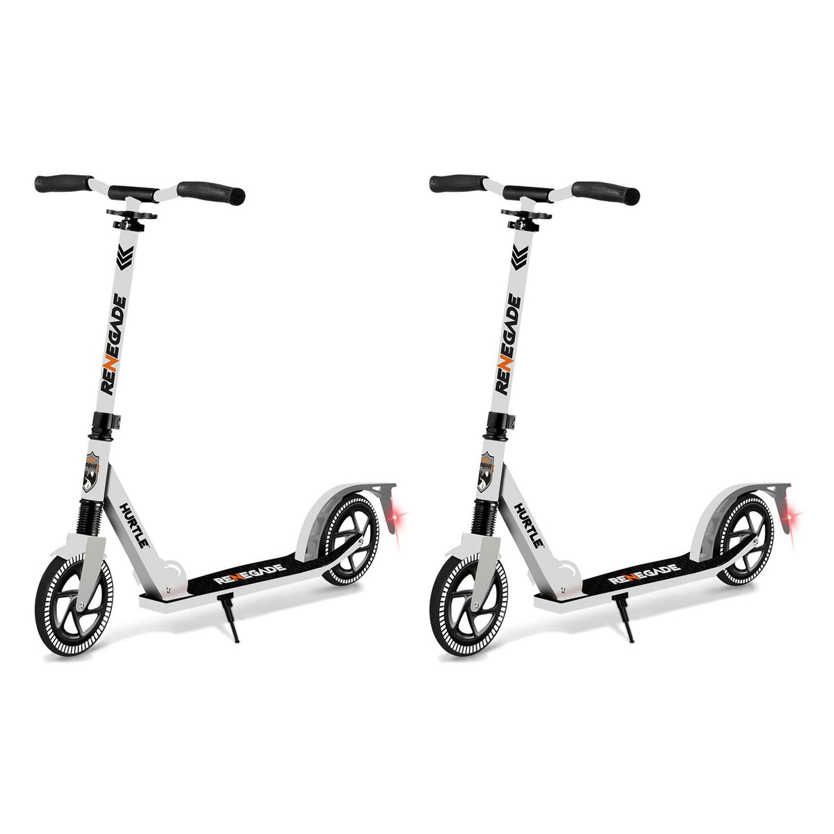 Hurtle Renegade Lightweight Foldable Adult Commuter Kick Scooter, White (2 Pack) - VMInnovations