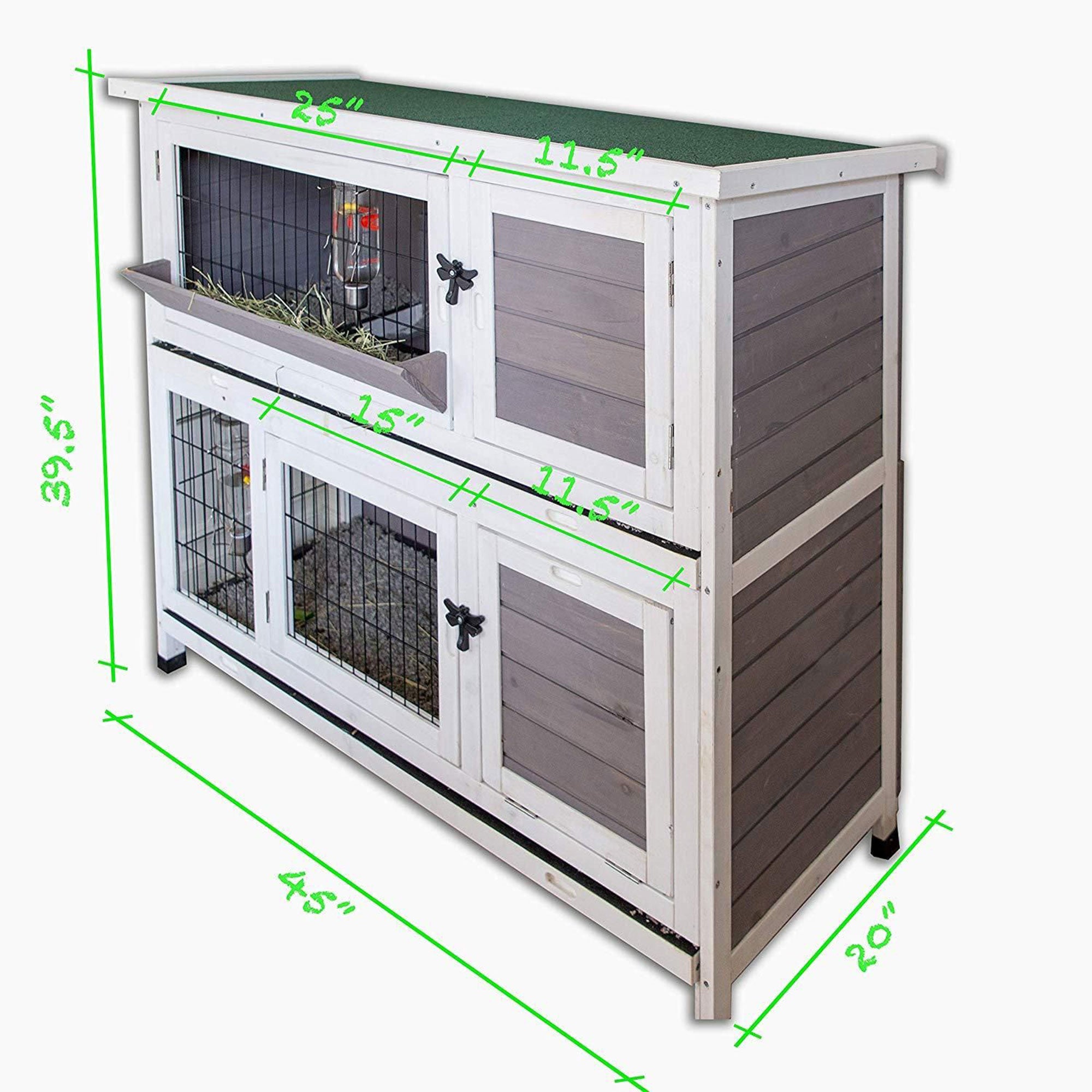 Indoor Outdoor Pet Bunny Hutch House Cage for Rabbits and Guinea Pigs, White (Refurbished)