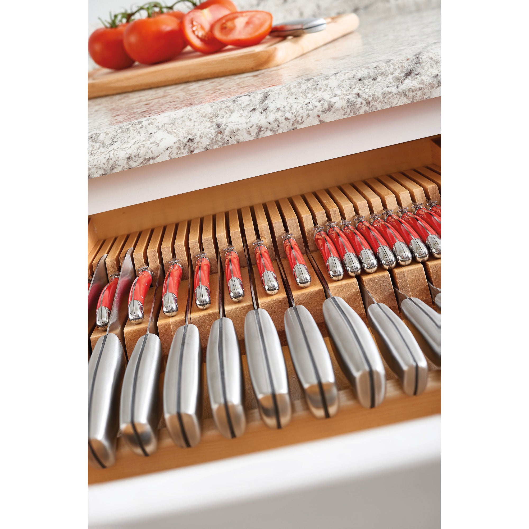 Rev-A-Shelf Double Knife Block Drawer Insert w/ 22 Inch Wood Spice Drawer Insert
