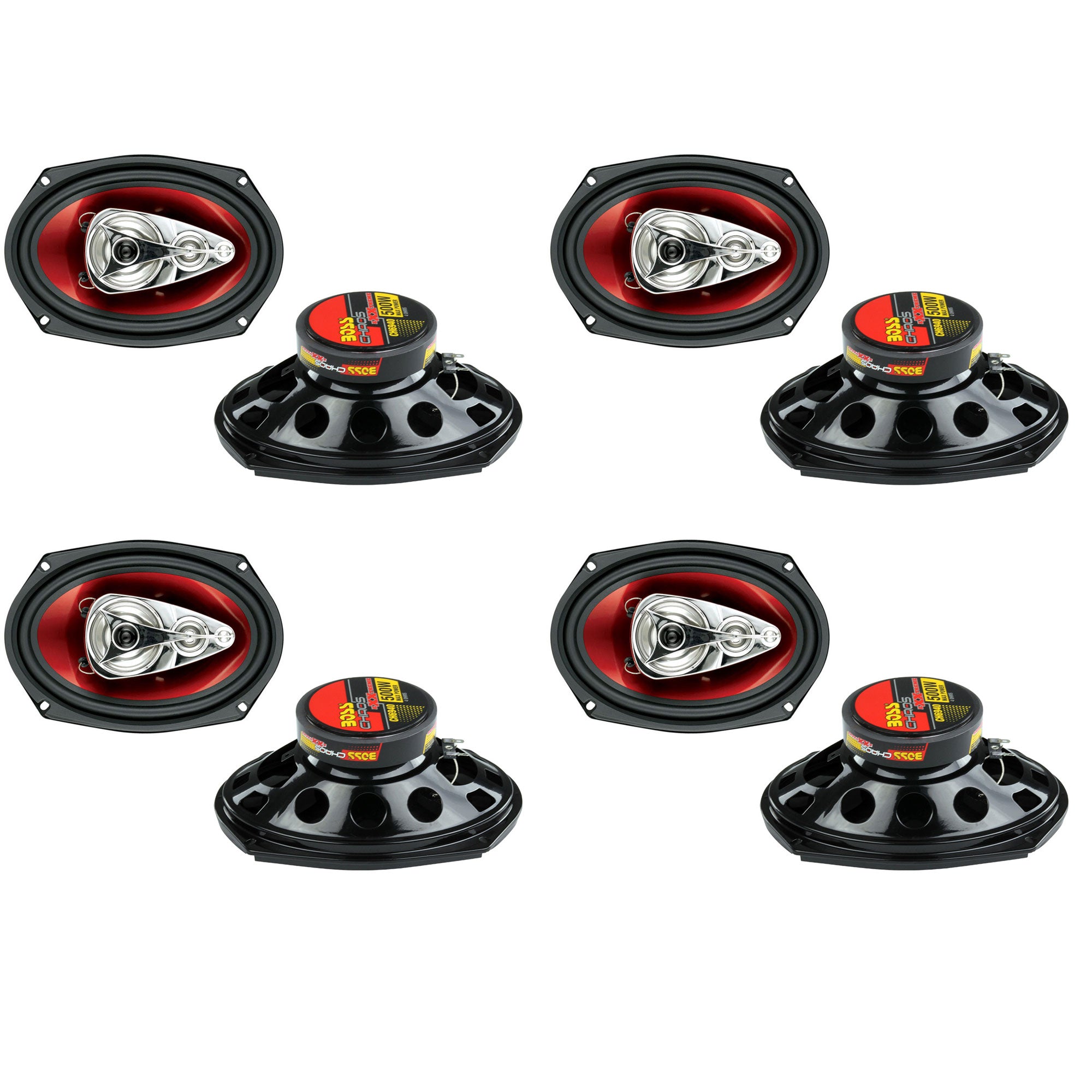 BOSS Audio Chaos 6x9" 500W 4-Way Car Coaxial Audio Stereo Speakers (4 Pair)