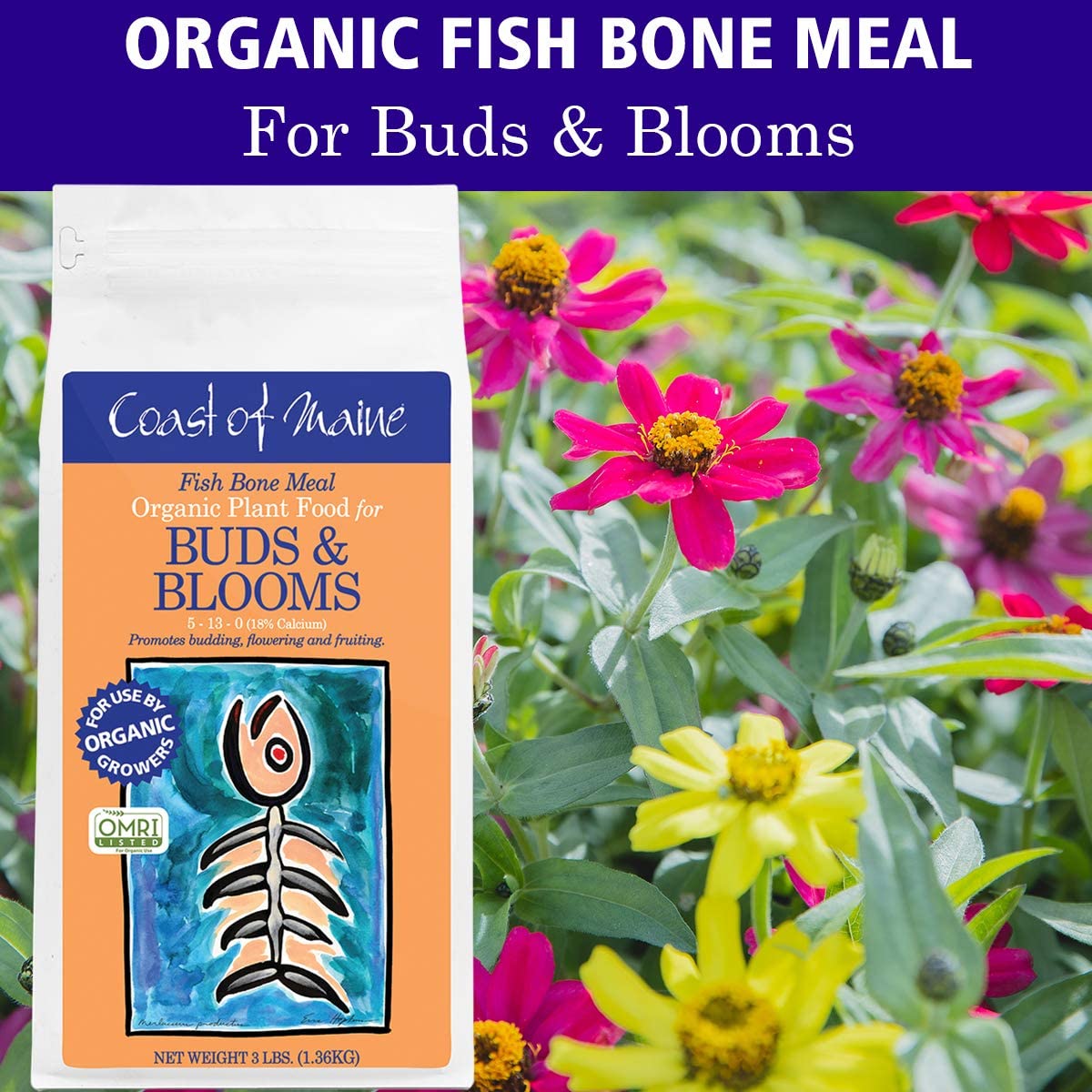 Coast of Maine Fish Bone Meal Pack Organic Potting Soil, 3 LB Bag (8 Pack) - VMInnovations