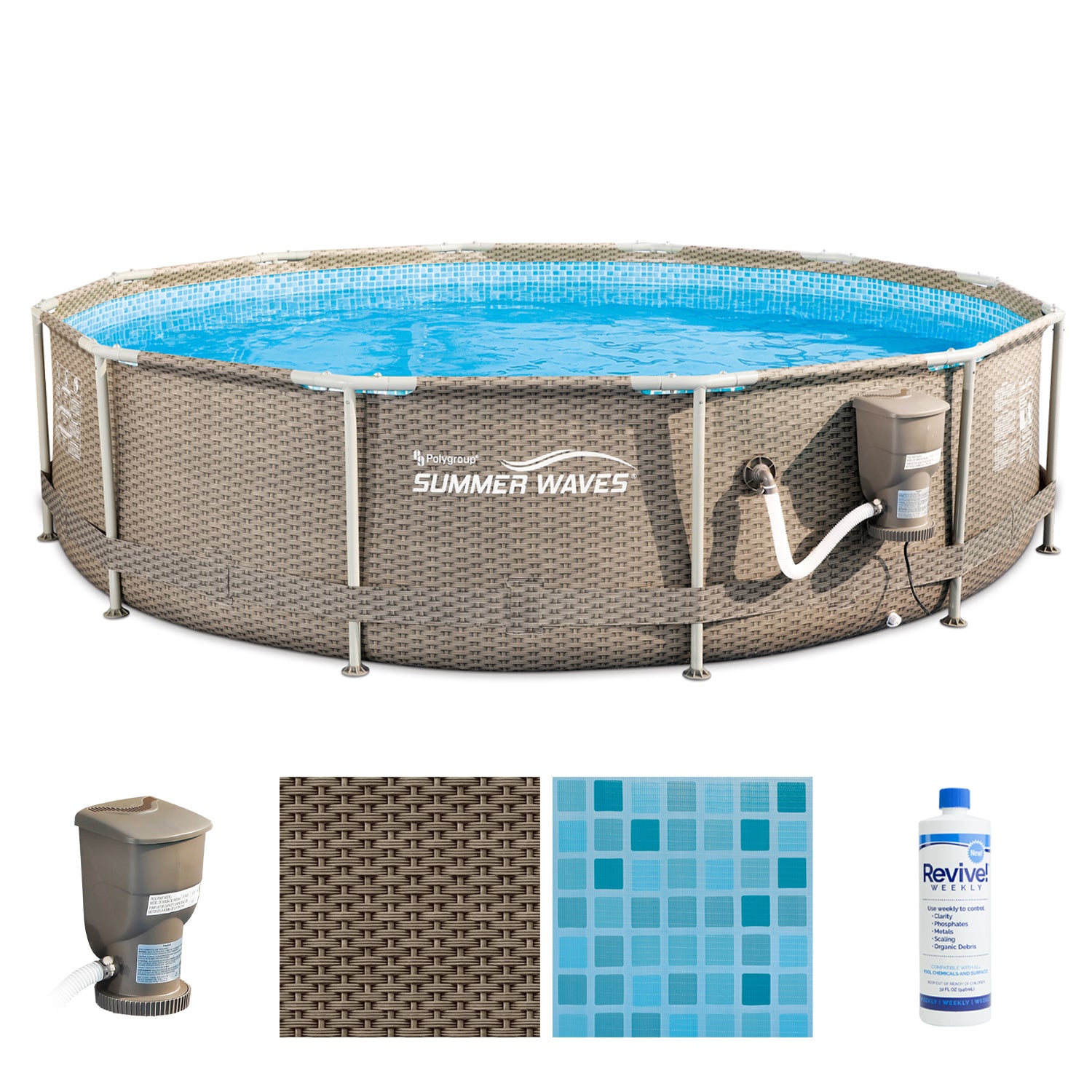 Summer Waves P20012335 12ft x 30in Above Ground Frame Swimming Pool Set, Tan - VMInnovations