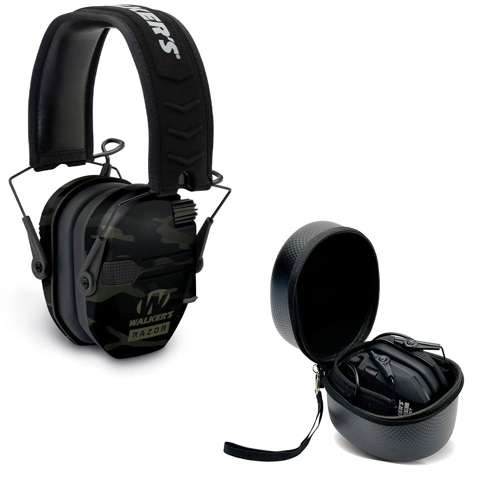 Walker's Razor Slim Shooter Camo Electronic Hearing Protection Earmuff w/ Case