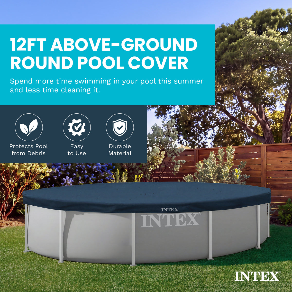 Intex 28031E 12 Foot Round Above Ground Swimming Pool Cover, (Pool Cover Only)