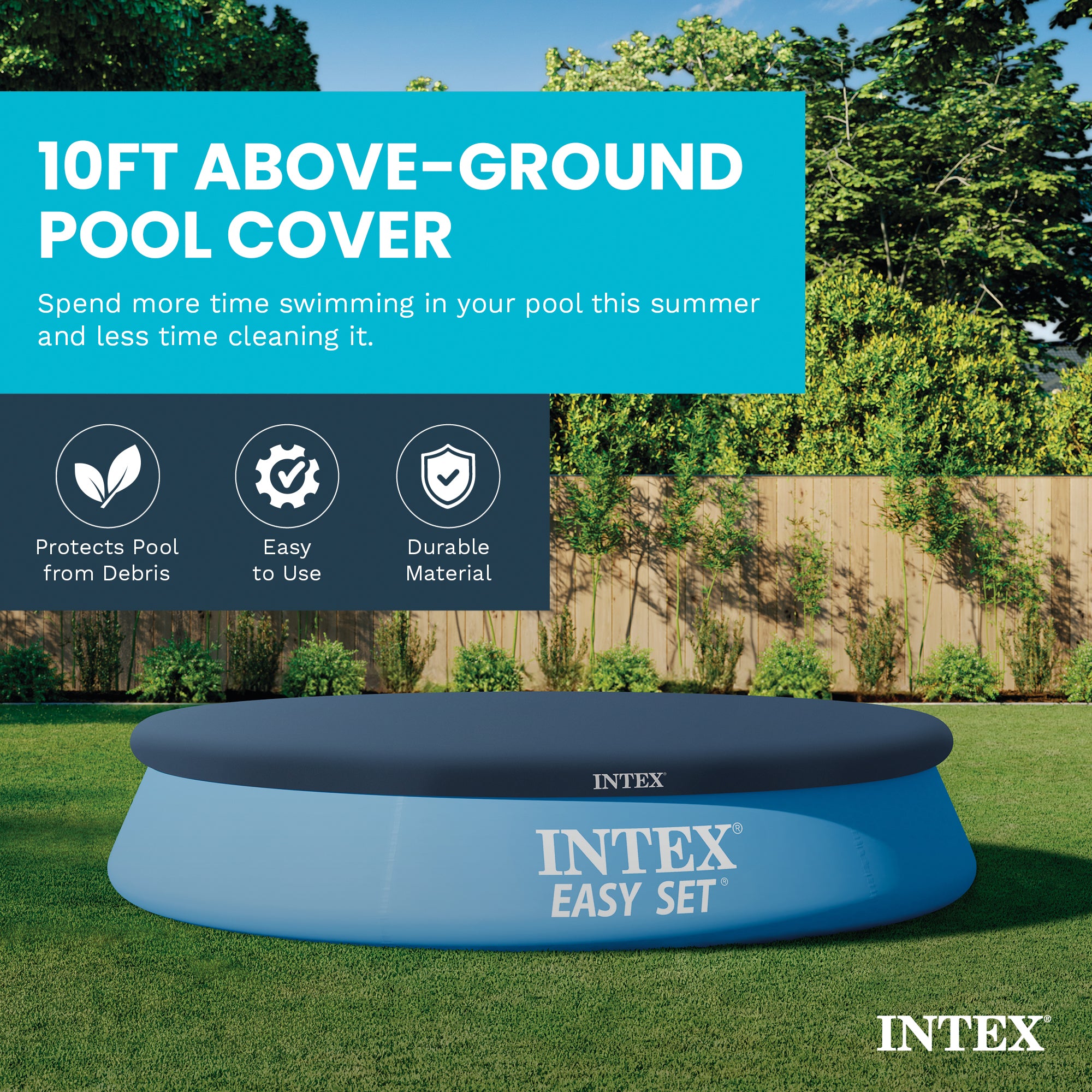 Intex 10 Foot Easy Set Round Above Ground Swimming Pool Debris Vinyl Cover, Blue