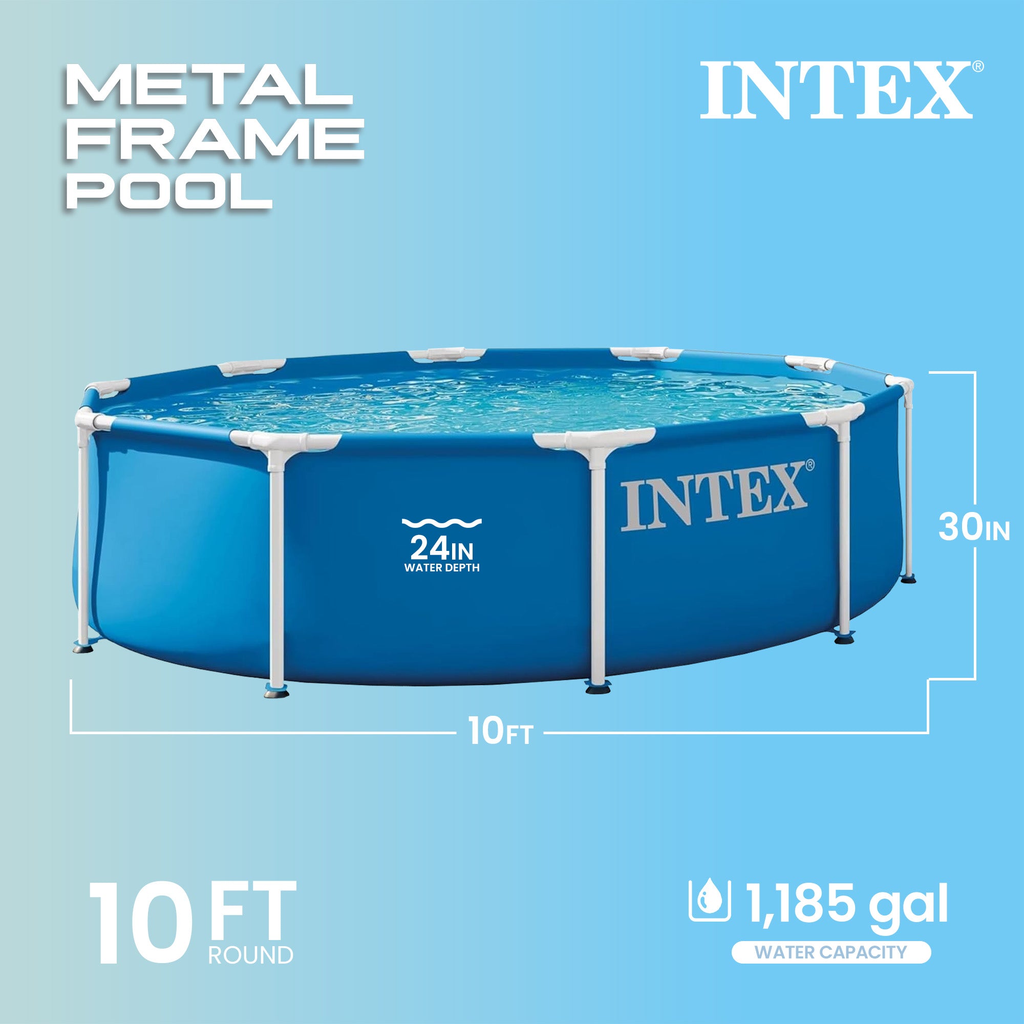 INTEX Metal Frame Above Ground Swimming Pool, Pool Only (Used) - VMInnovations