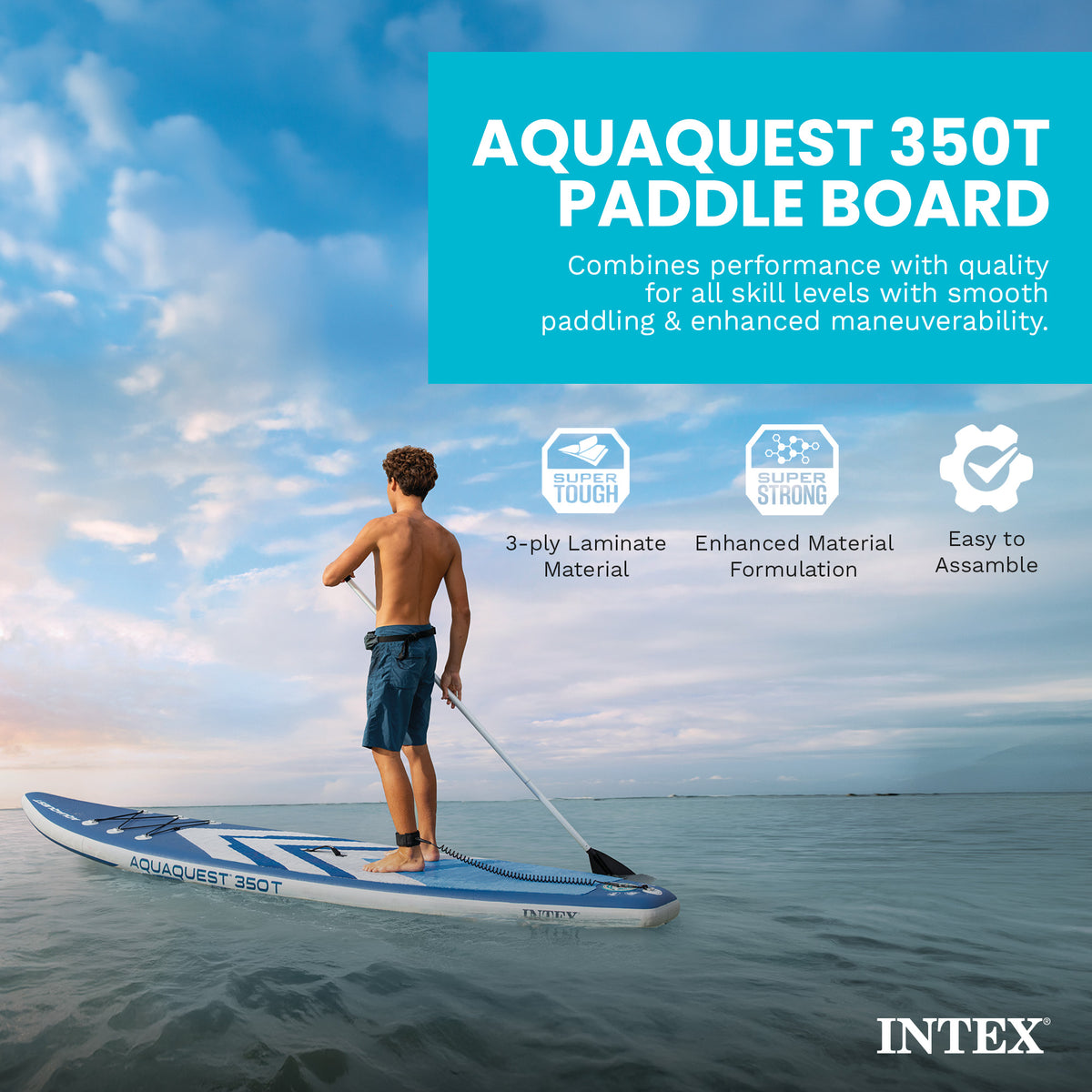 INTEX 68247EP AquaQuest 350T 10ft Inflatable Paddle Board Touring Set