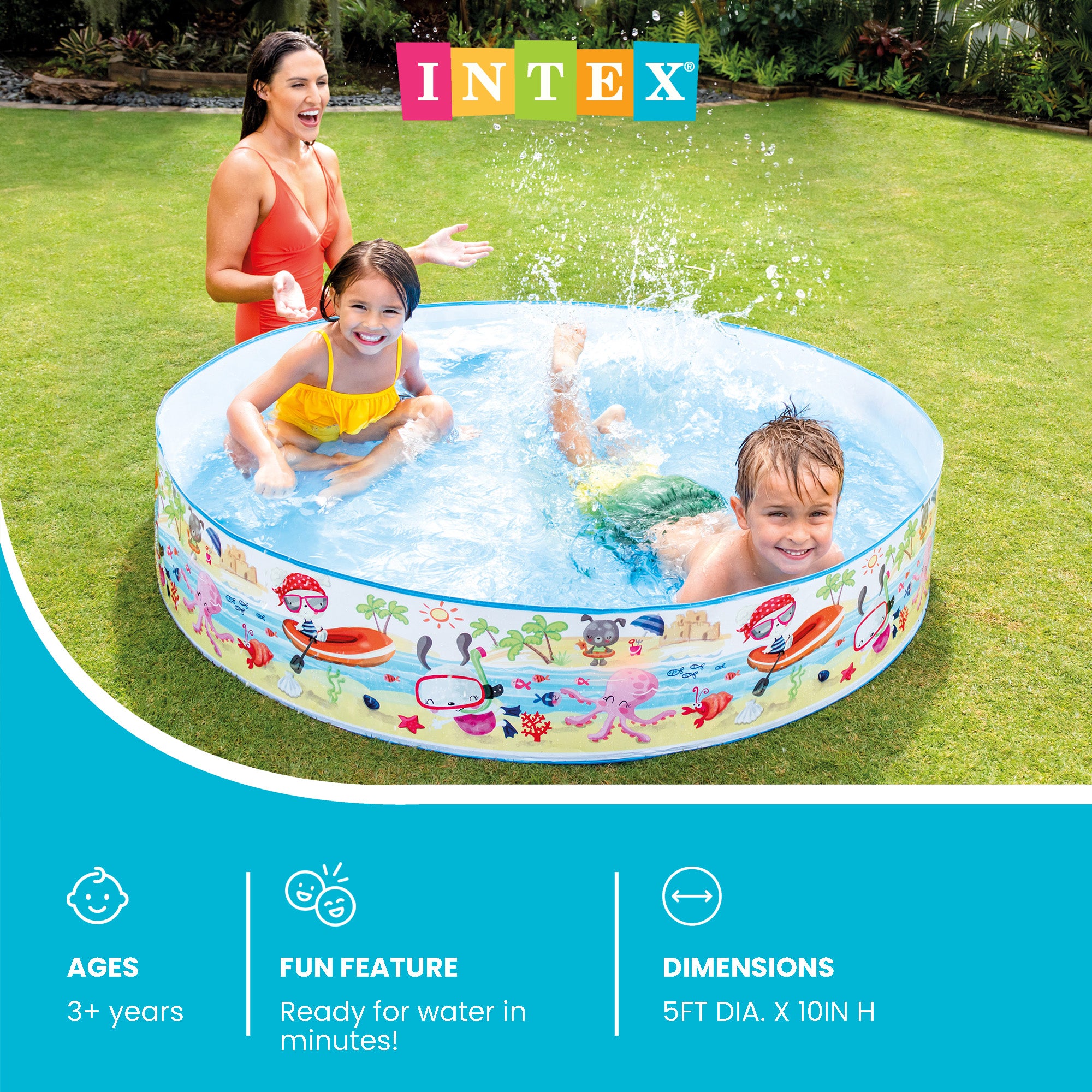 INTEX Beach Days Snapset Instant Kids Childrens Swimming Pool