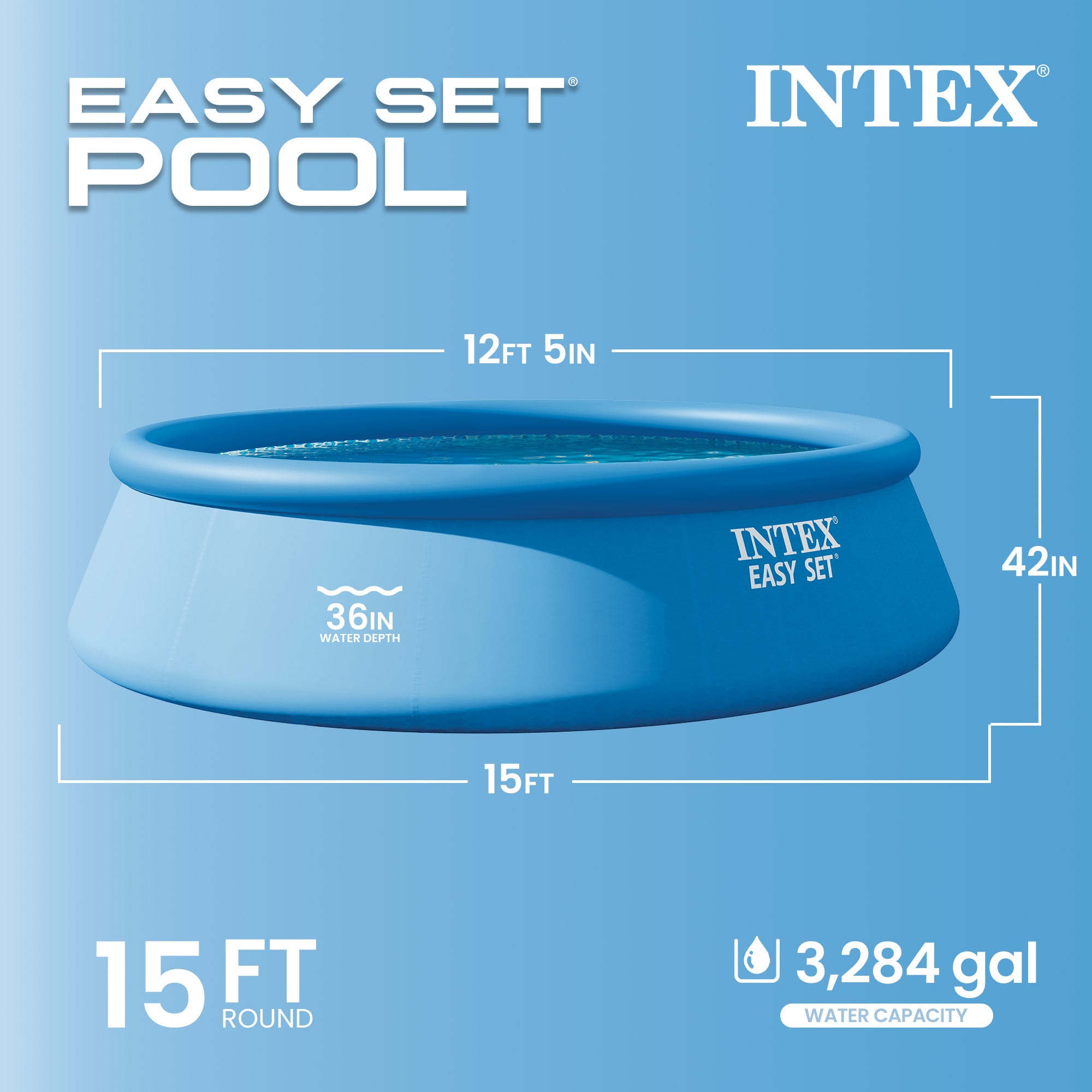 Intex 15'x42" Easy Set Inflatable Above Ground Pool w/ Ladder & Pump (Open Box)