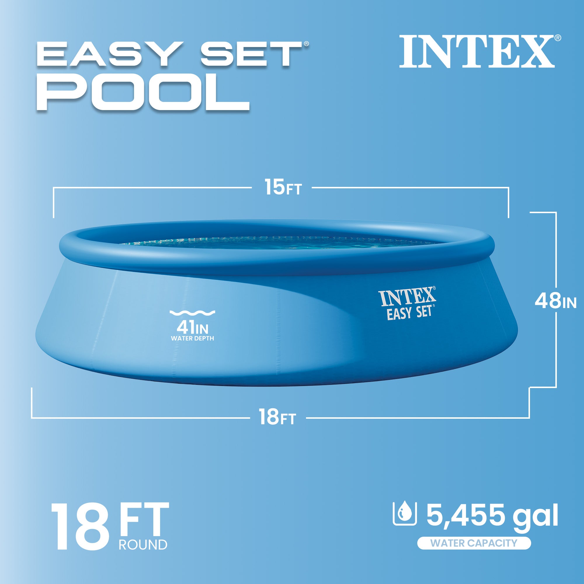 Intex 18' x 48" Inflatable Easy Set Above Ground Pool with Ladder & Pump (Used) - VMInnovations