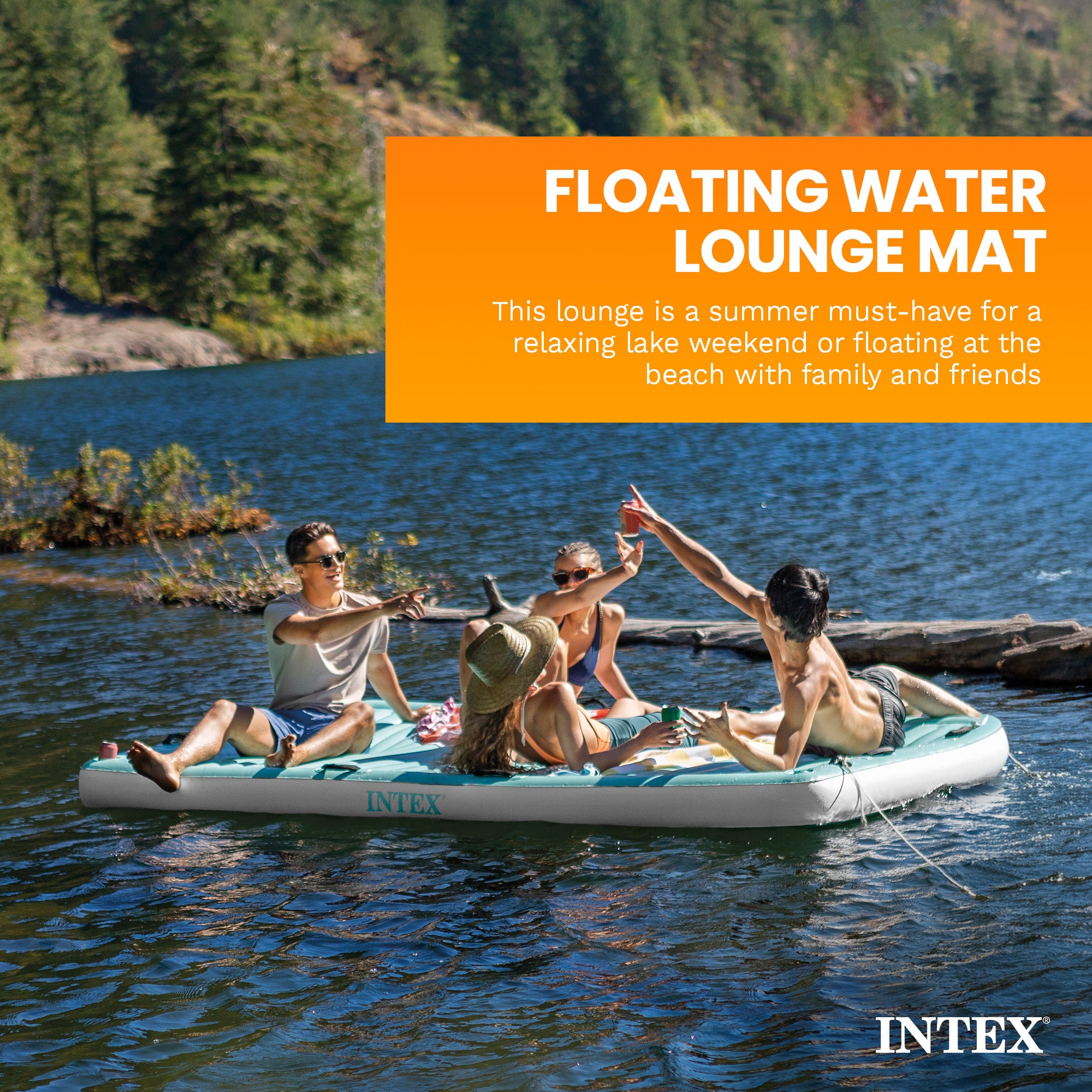 Intex Water Lounge 10 Foot x 6 Foot Oversized Lake/Beach Float Platform Pad