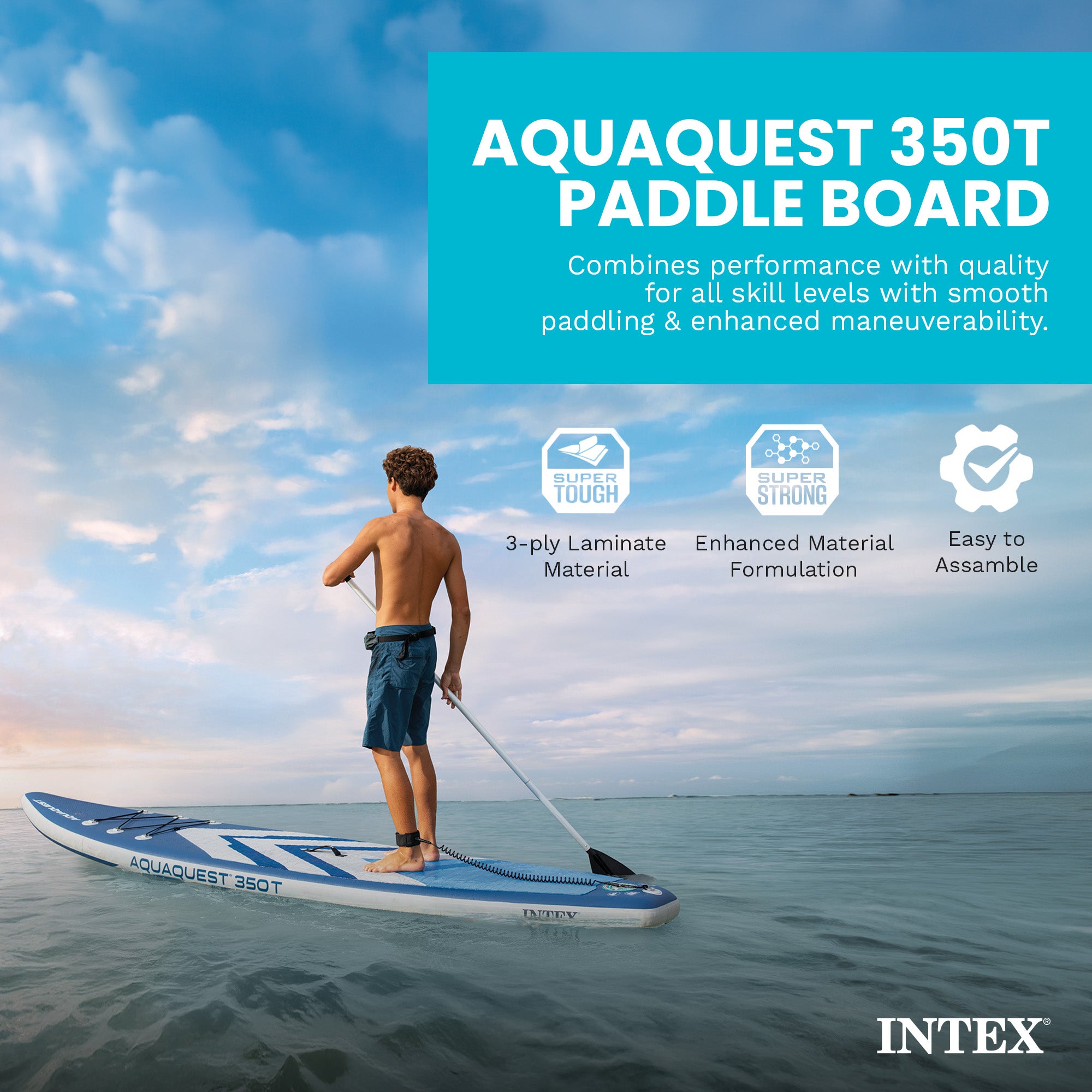 INTEX 68247EP AquaQuest 350T 10ft Inflatable Paddle Board Touring Set